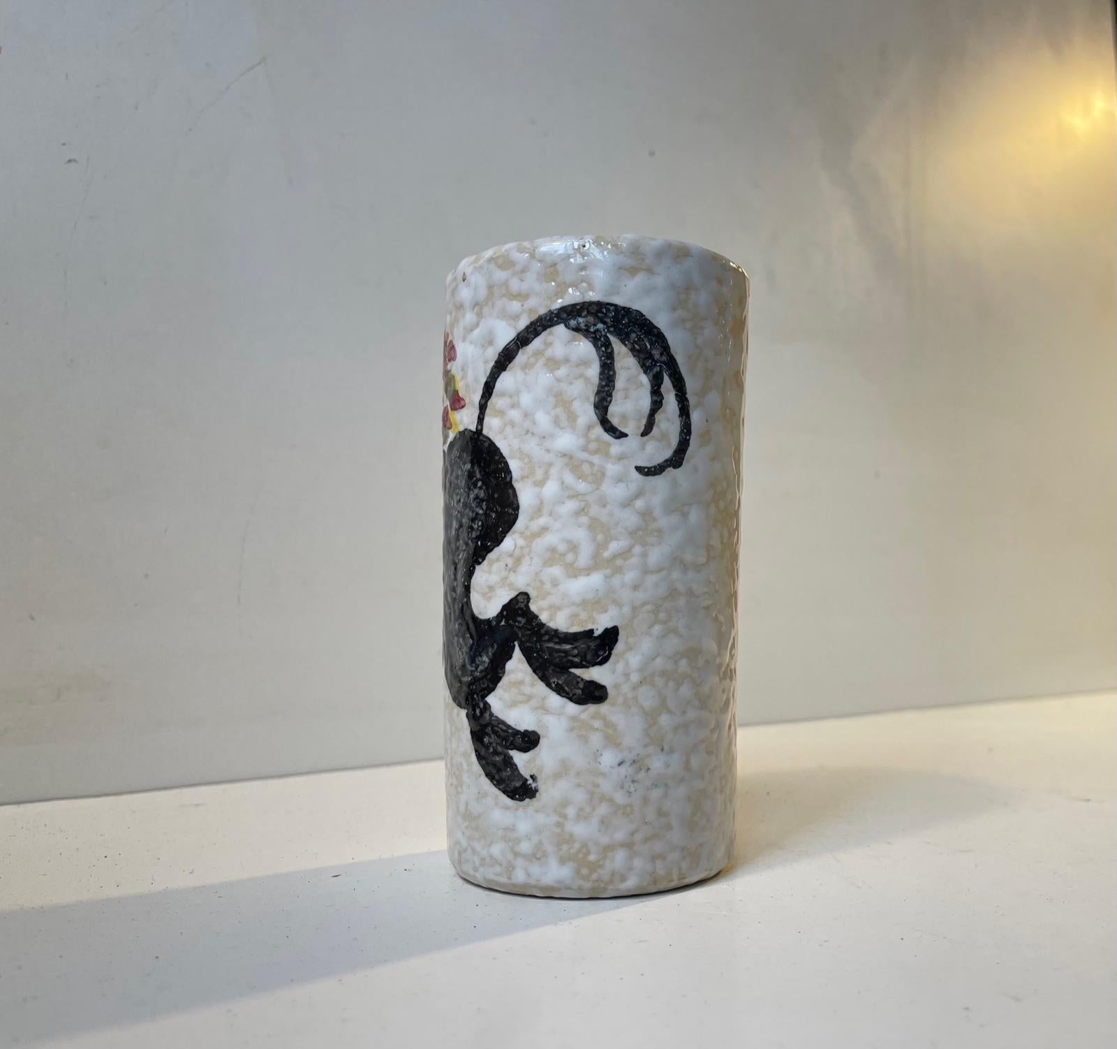 Italienische Keramikvase mit Esel im Stil von Guido Gambone (Handbemalt) im Angebot