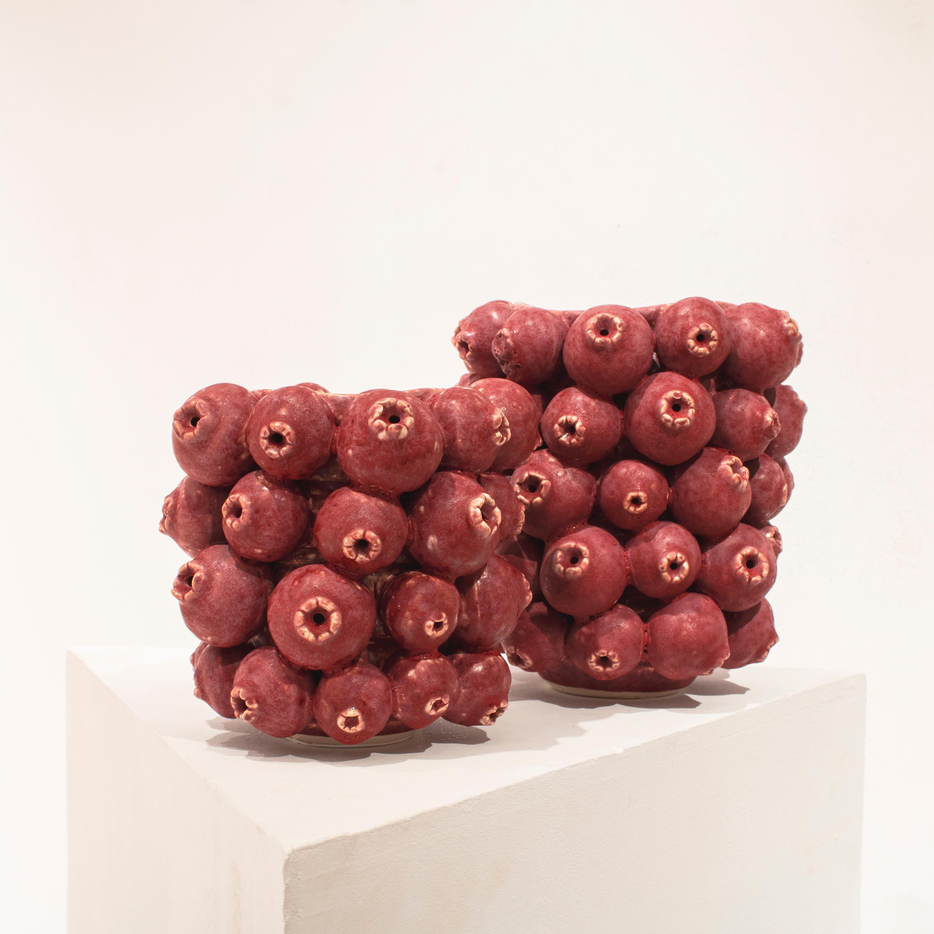Contemporary Italian Ceramic Vase with Fruit Motifs, 2024 For Sale