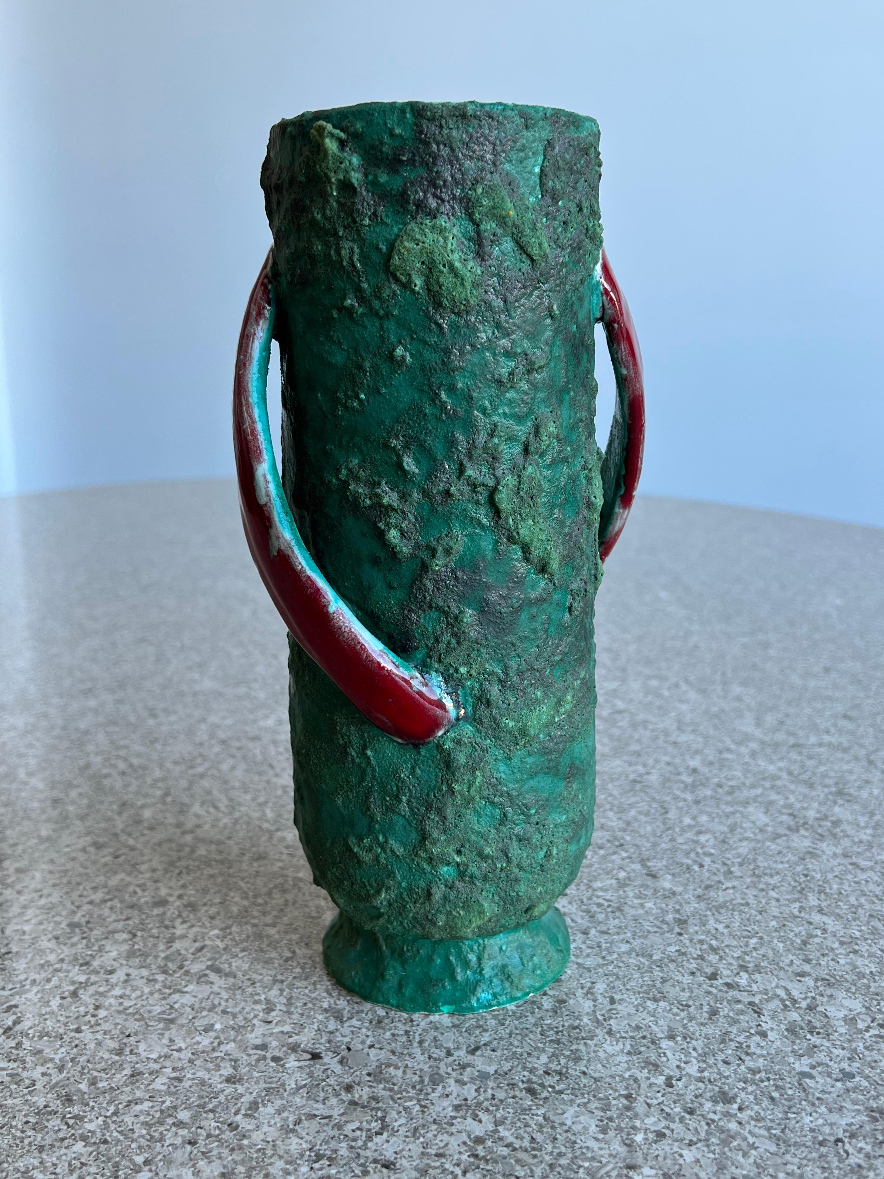 Italian Ceramic Vase with Lava Work  In Good Condition For Sale In Byron Bay, NSW