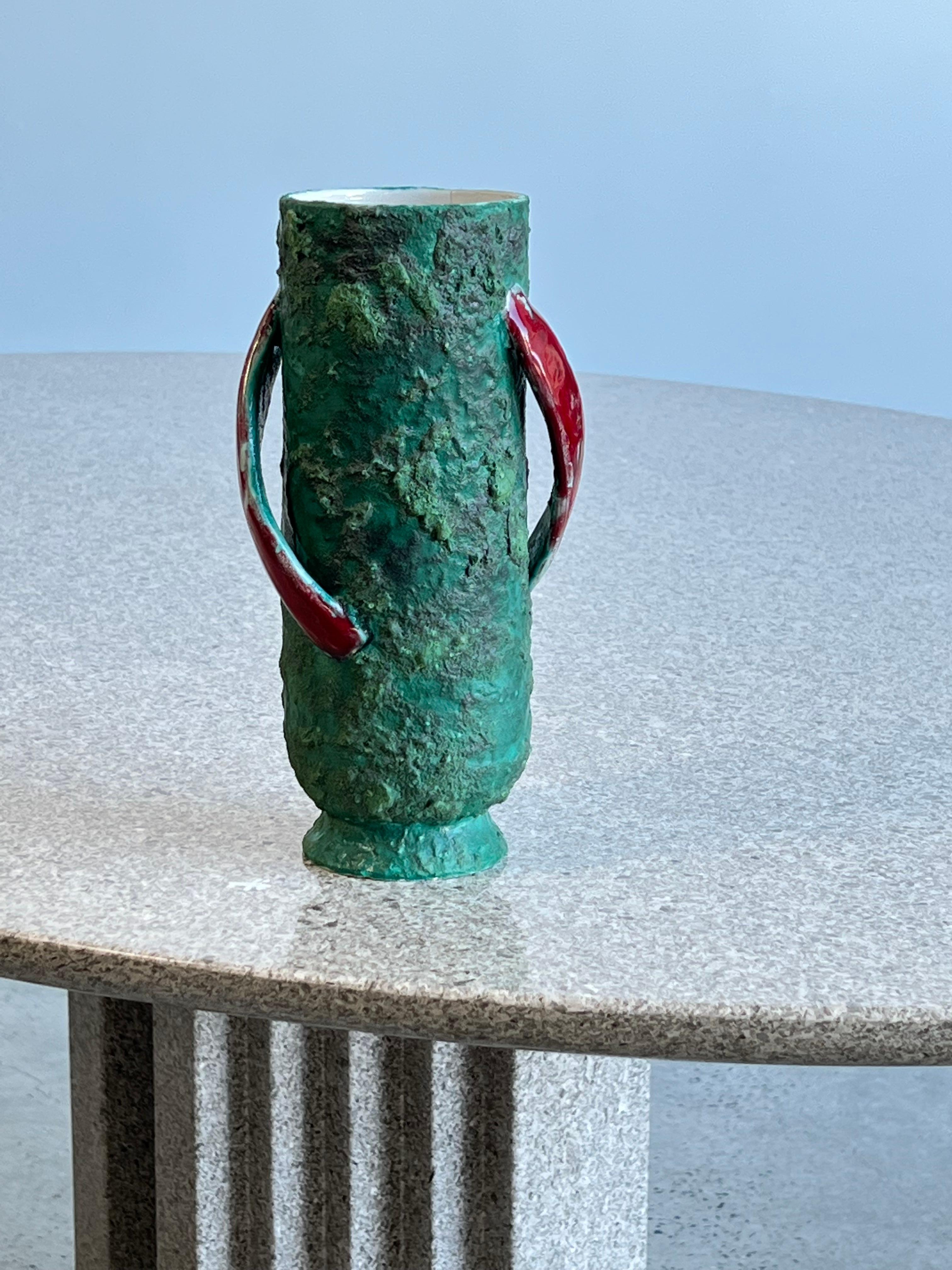 Italian Ceramic Vase with Lava Work  For Sale 3