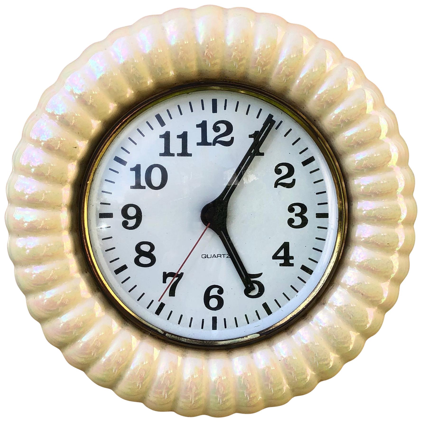 Italian Ceramic Wall Clock in the Style of Tommaso Barbi by Ceramiche TAC 1970s