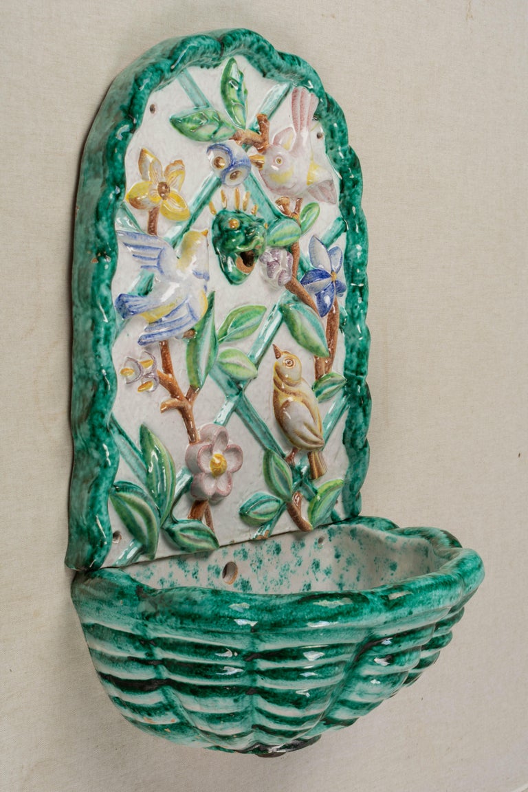 Italian Ceramic Wall Fountain Garden Ornament For Sale at 1stDibs