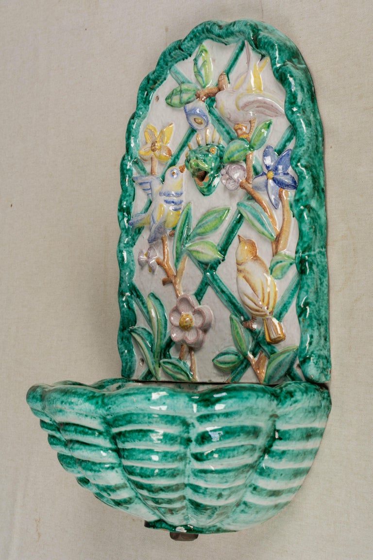 Italian Ceramic Wall Fountain Garden Ornament For Sale at 1stDibs