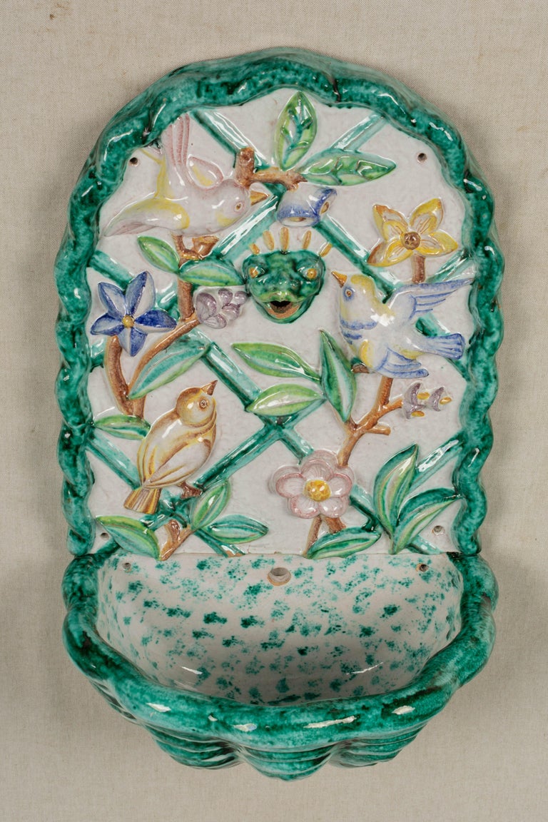 Italian Ceramic Wall Fountain Garden Ornament For Sale at 1stDibs