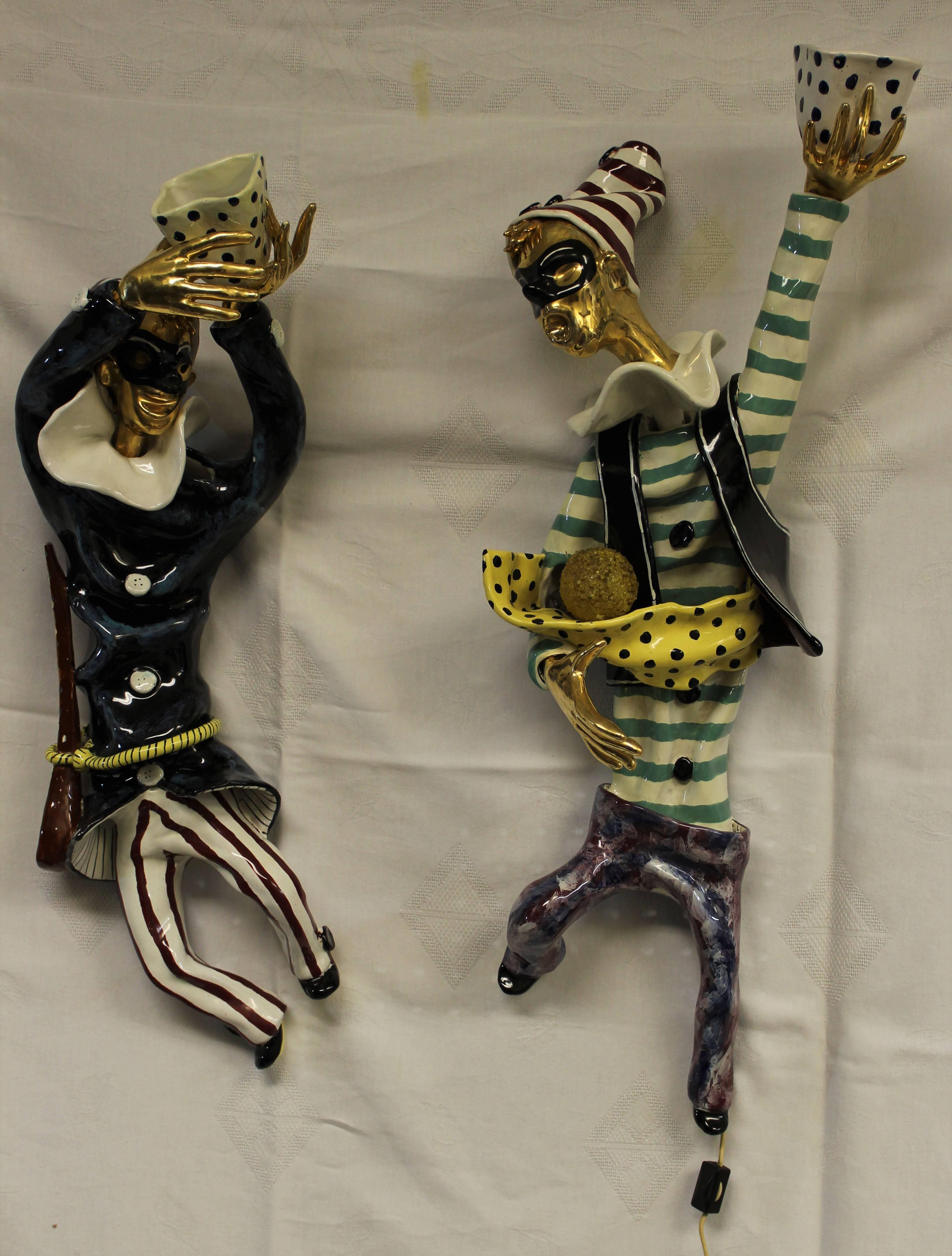 Italian Ceramic Wall Sconces by Otello Rosa for San Polo, Venenzia In Good Condition For Sale In Hamilton, Ontario