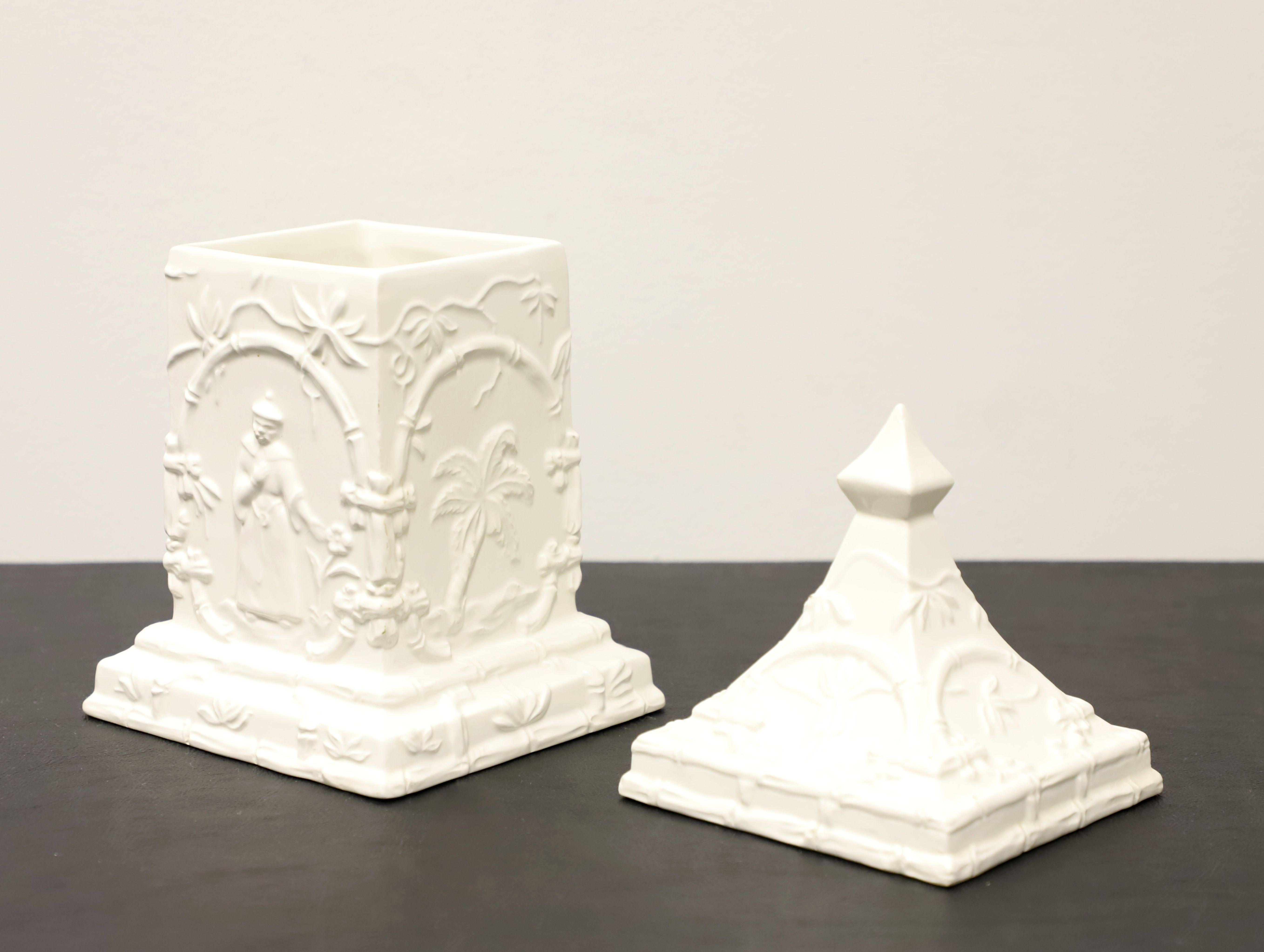 Porcelain Italian Ceramic White Pagoda Lidded Biscuit Jar For Sale