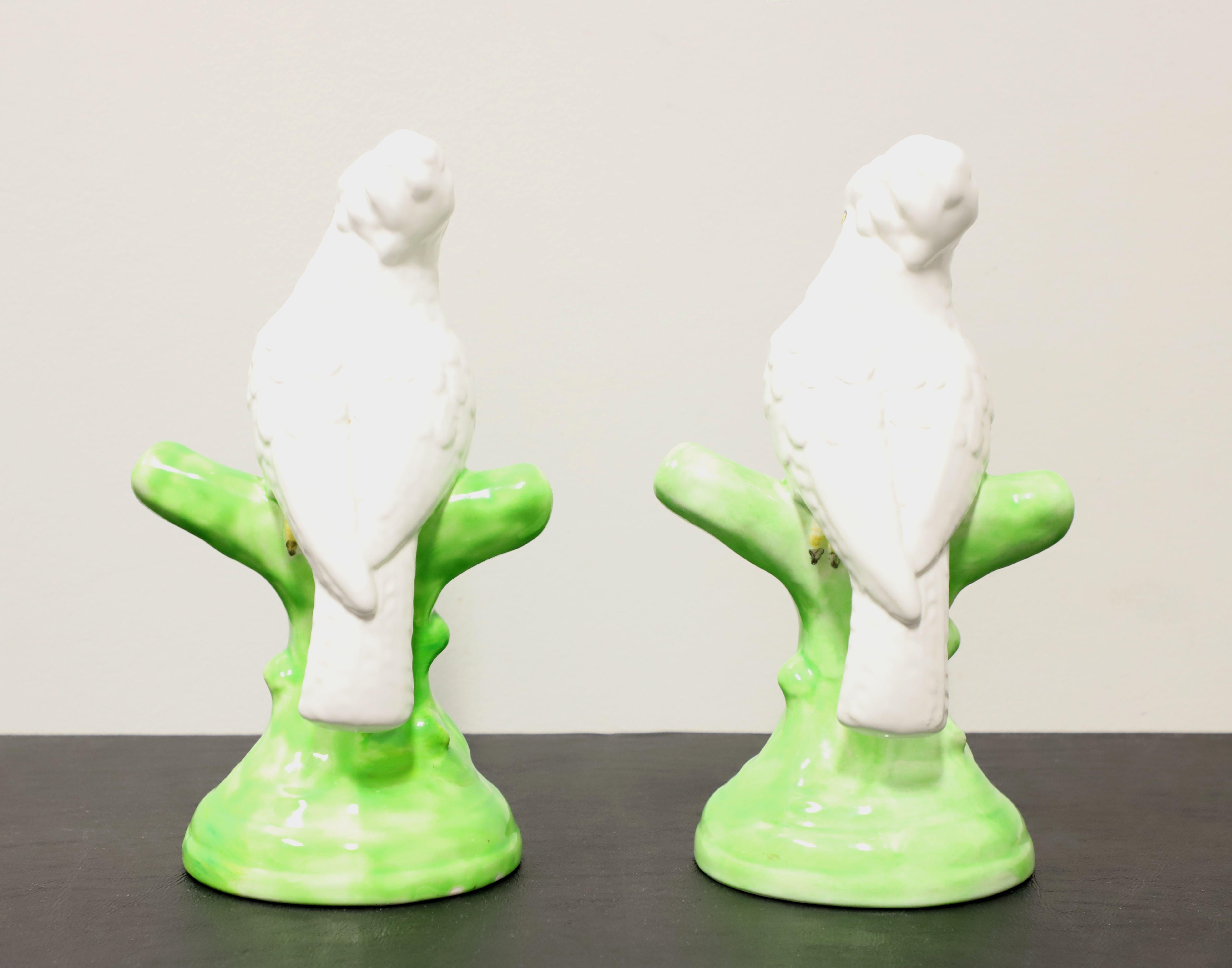 Italian Ceramic White Parrots - Pair In Good Condition For Sale In Charlotte, NC