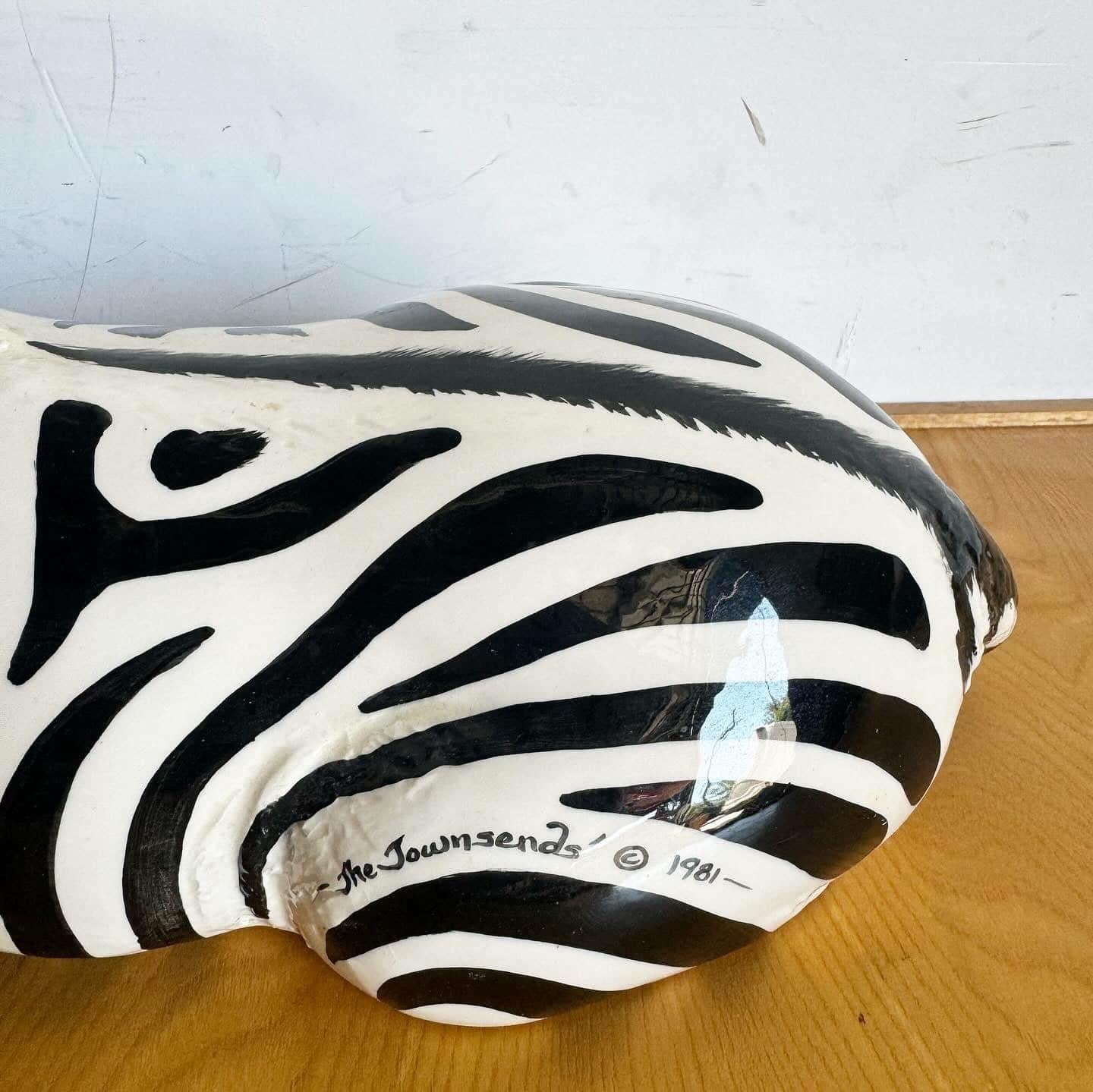Italian Ceramic Zebra Sculpture by the Townsends - 1981 5