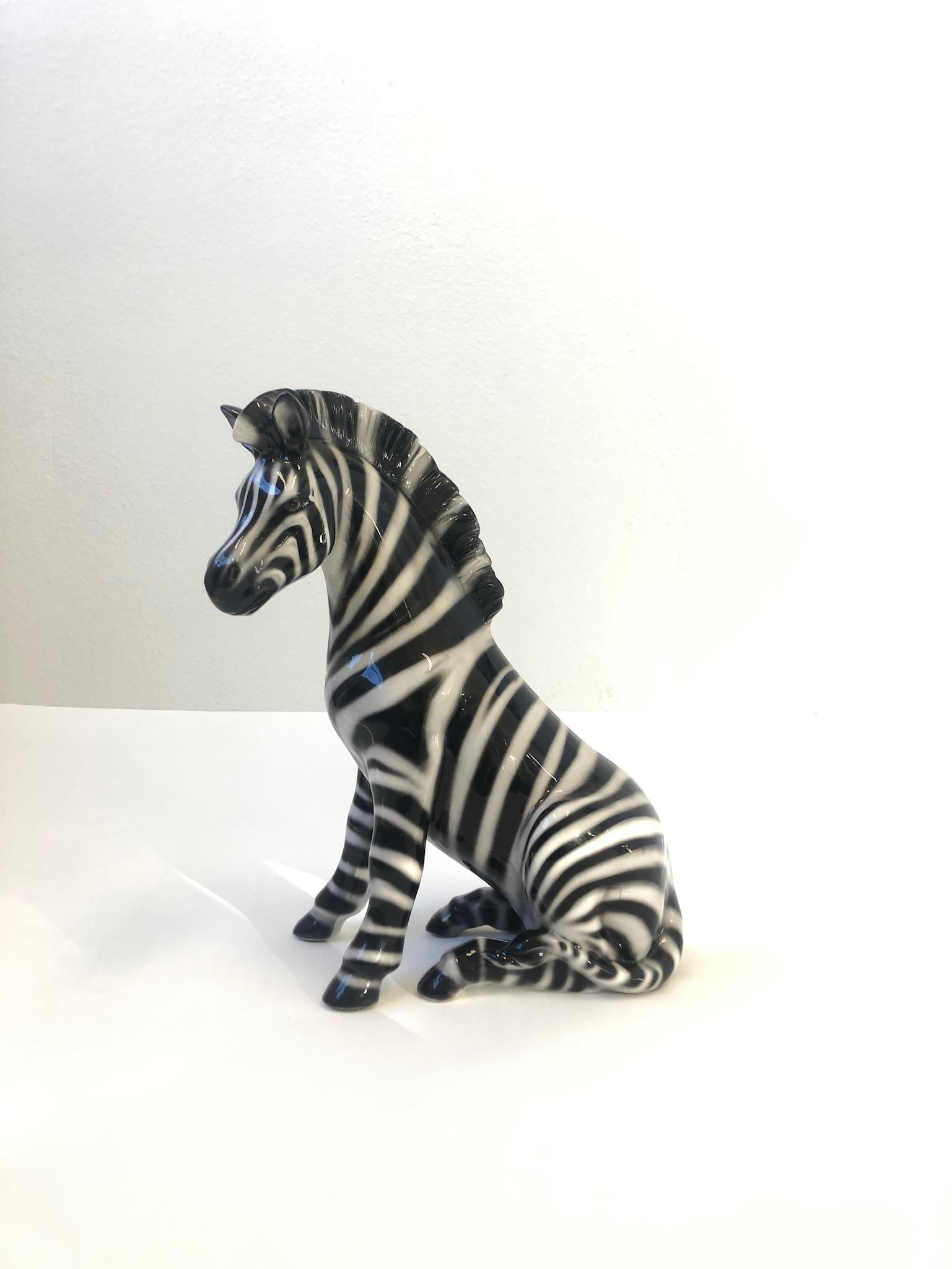 ceramic zebra statue