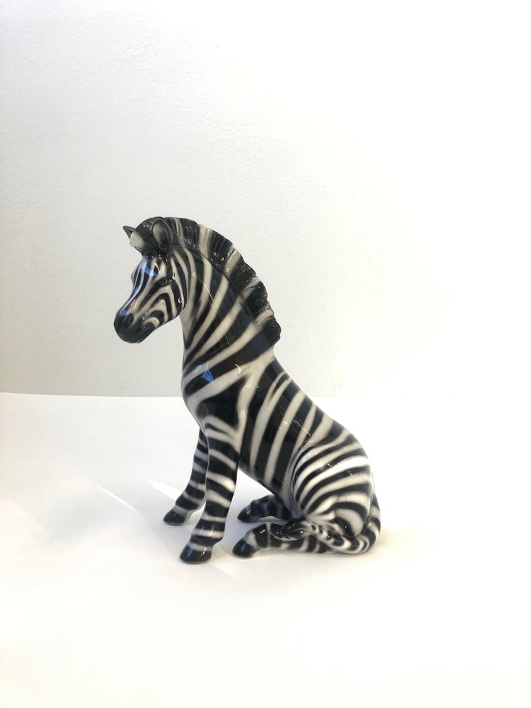 Italian Ceramic Zebra Sculpture at 1stDibs ceramic zebra statue