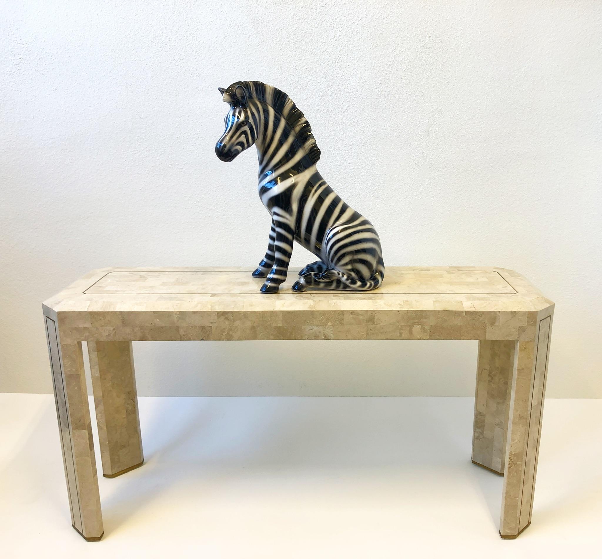 Late 20th Century Italian Ceramic Zebra Sculpture