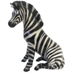 Vintage Italian Ceramic Zebra Sculpture