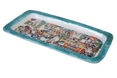 Ceramiche Italiane De Simone Vassoio di servizio rettangolare Cityscape Folk 17"