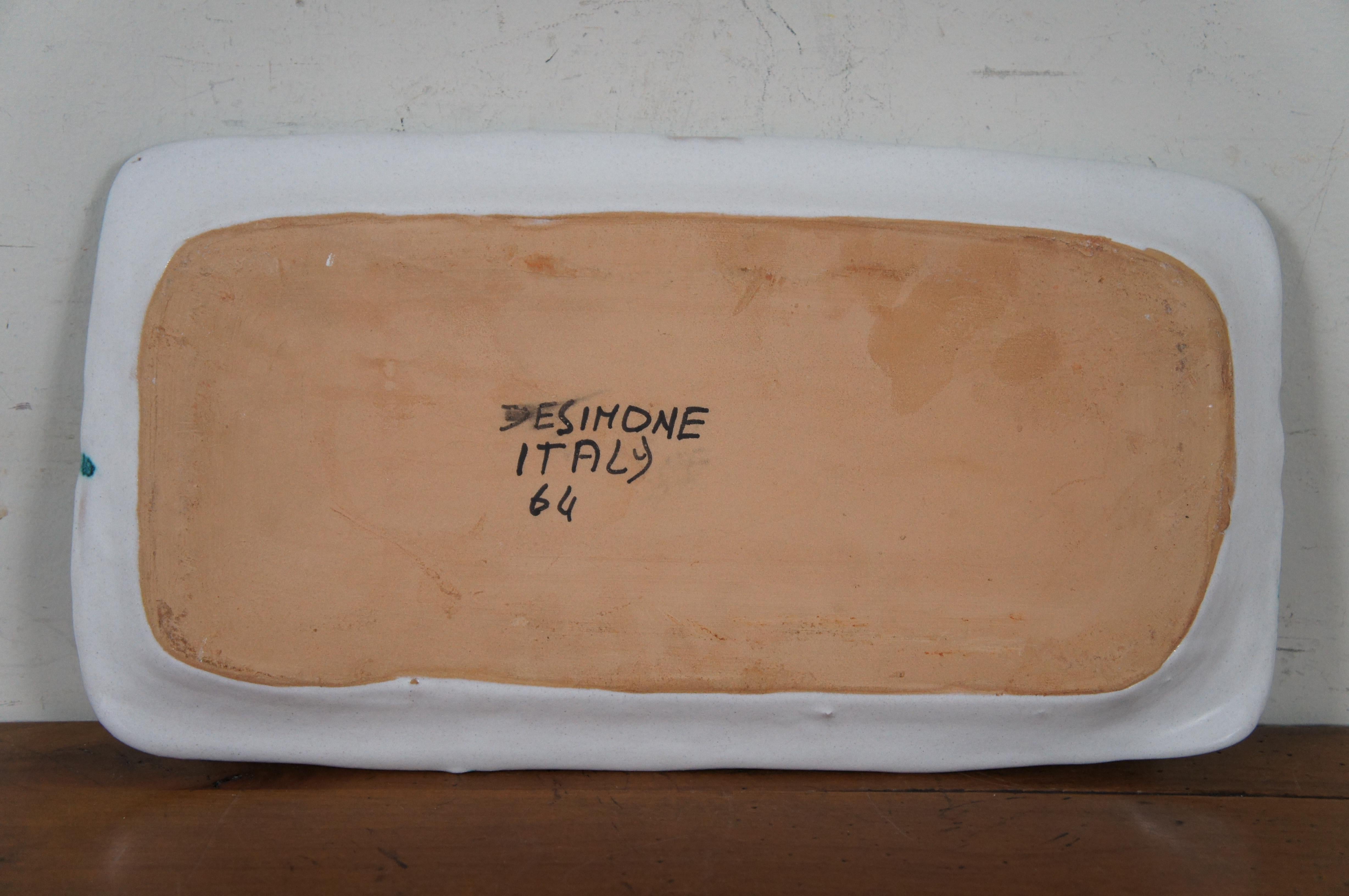 20th Century Italian Ceramiche De Simone Rectangular Cityscape Folk Serving Tray Plate 17