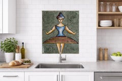 Cerámica italiana con figura de bailarina al estilo de Oskar Schlemmer