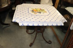 Italian Cermic Metal Top Indoor Outdoor Wrought Iron Patio Dining Table