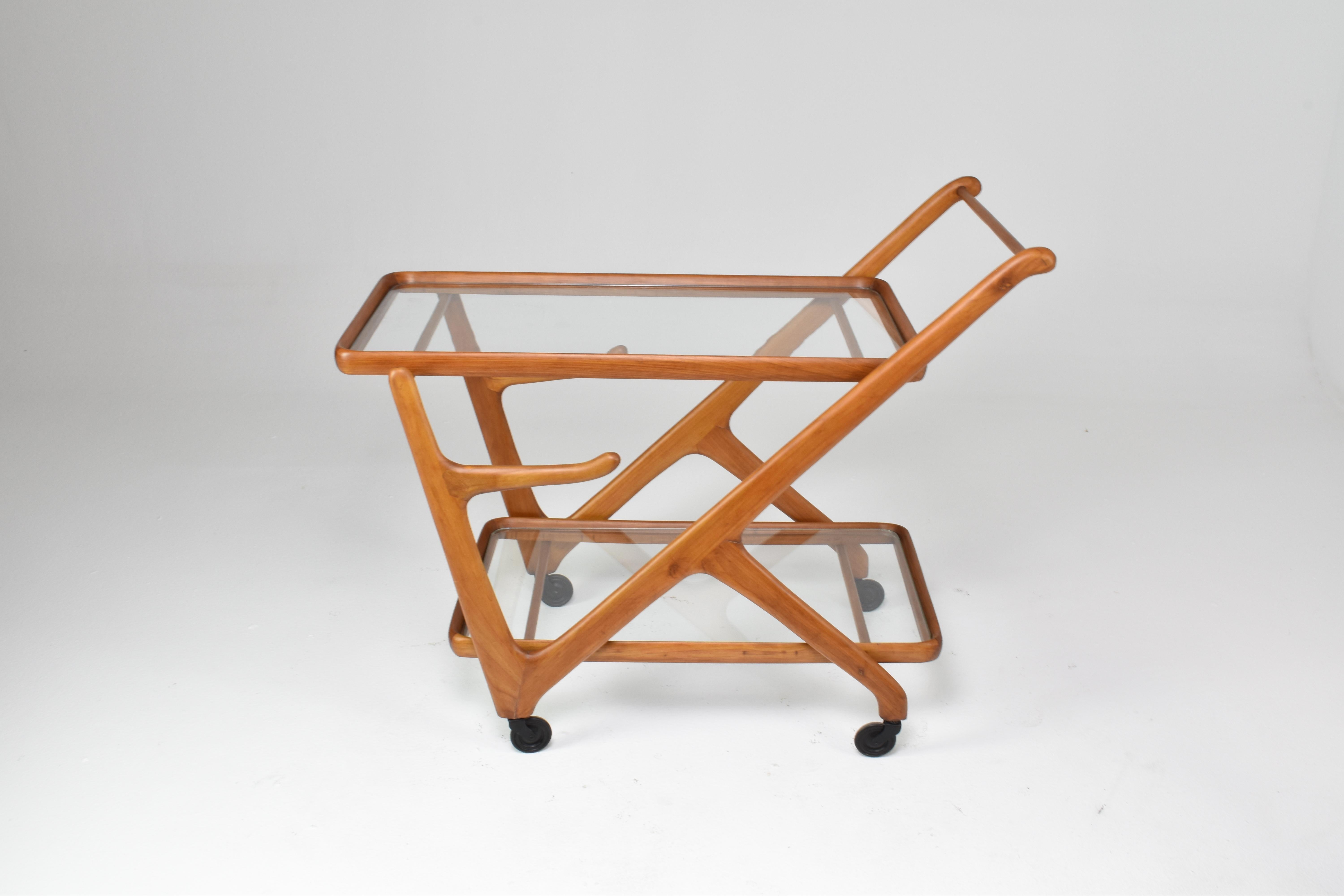 Mid-Century Modern Italian Cesare Lacca for Cassina Bar or Serving Cart Trolley, 1950s For Sale