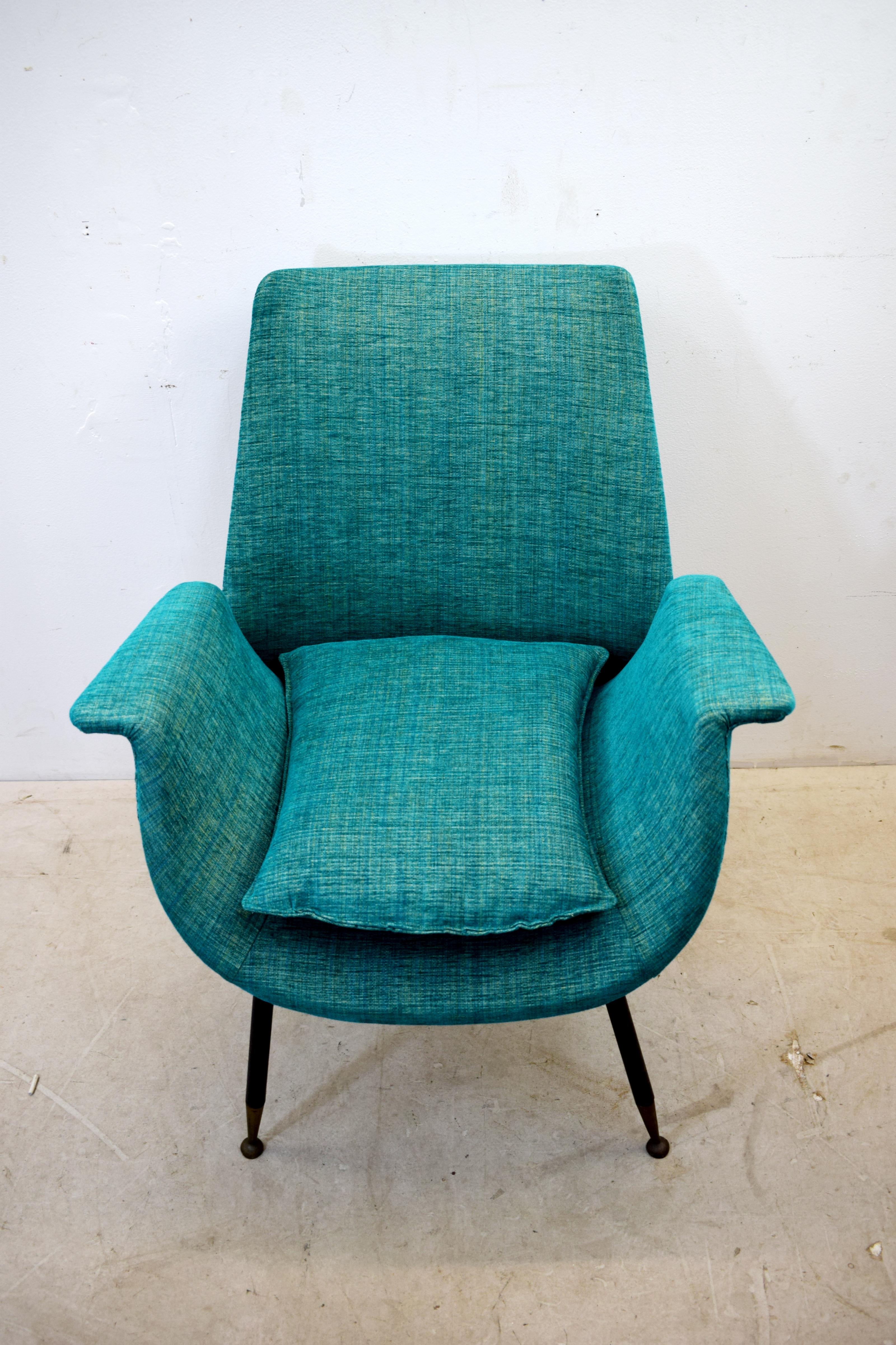 Italian chair by Gastone Rinaldi, 1950s.
Dimensions: H= 82 cm; W= 65 cm; D= 65 cm; Height seat = 45 cm.
