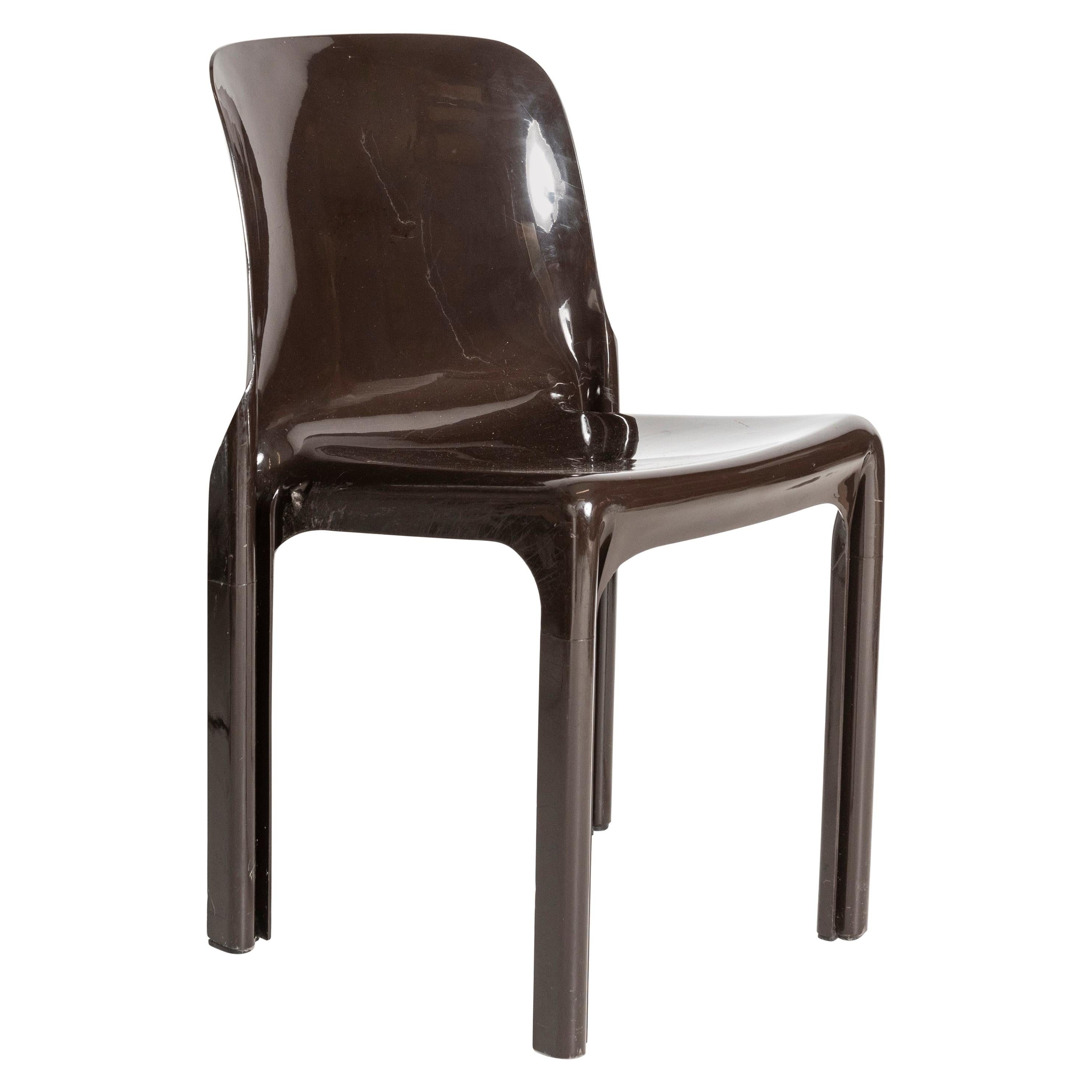 Italian Chair by Vico Magistretti for Artemide, Brown Selene Chair, Italy, 1960s For Sale