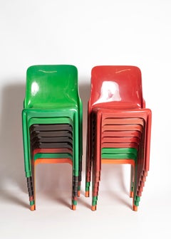 Italian Chair by Vico Magistretti for Artemide, Red Selene Chair, Italy, 1960s