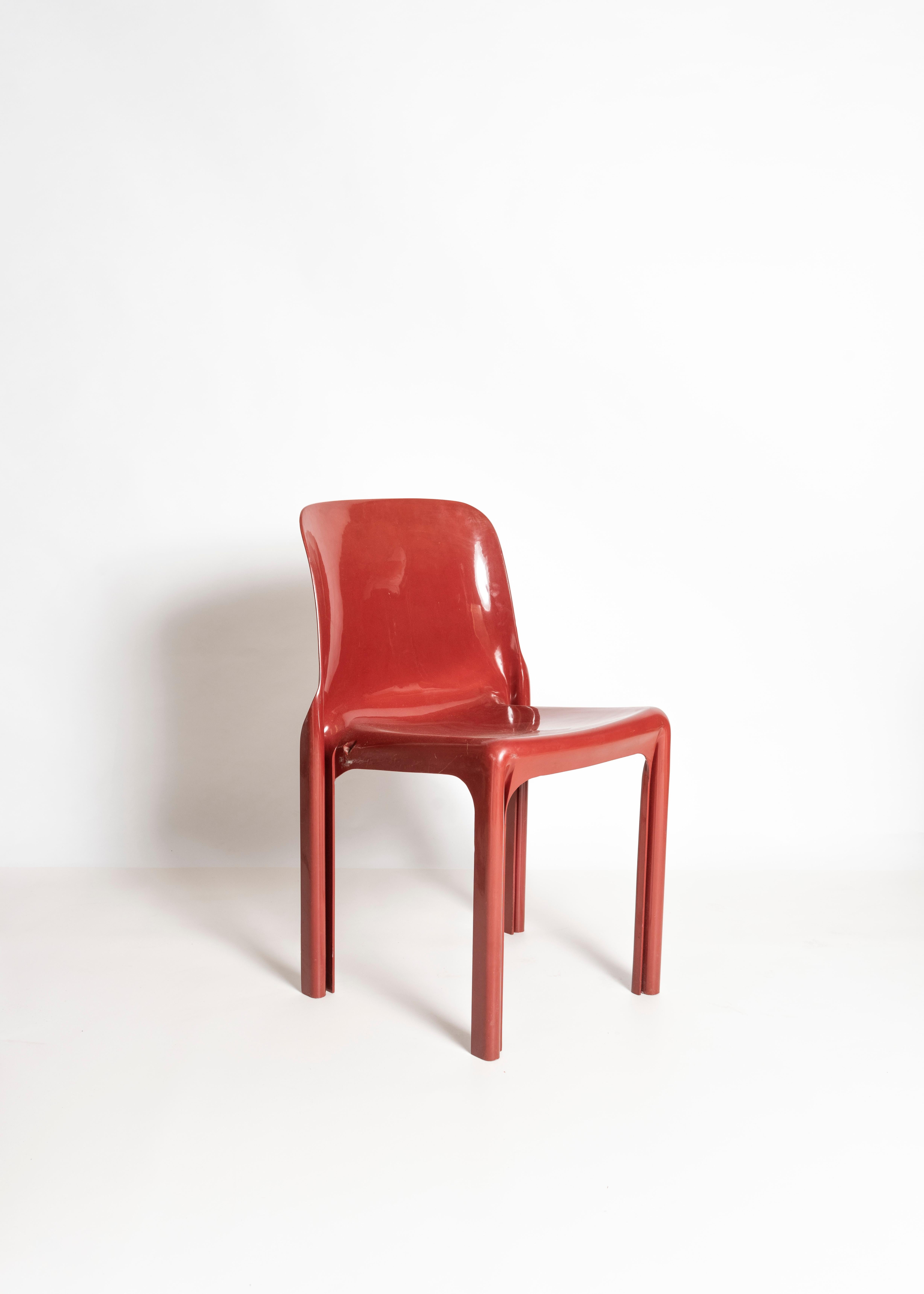 Mid-20th Century Italian Chair by Vico Magistretti for Artemide, Red Selene Chair, Italy, 1960s For Sale