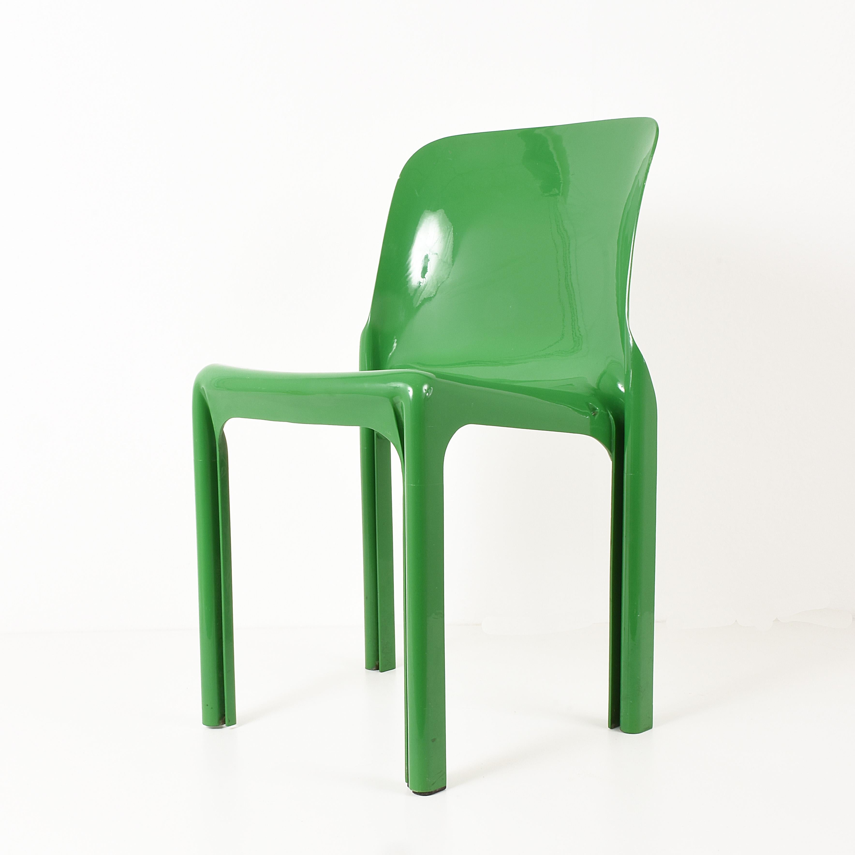 Mid-20th Century Italian Chair by Vico Magistretti for Artemide, Selene Chair Green, Italy, 1969