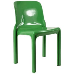Italian Chair by Vico Magistretti for Artemide, Selene Chair Green, Italy, 1969