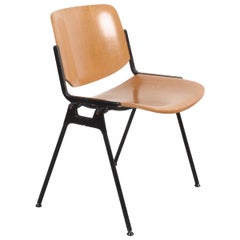 Italian Chair DSC 106 Giancarlo Piretti for Castelli Wood Aluminum, Italy, 1960s