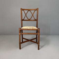 Chaise italienne en rotin et tissu floral, début du 20e siècle
