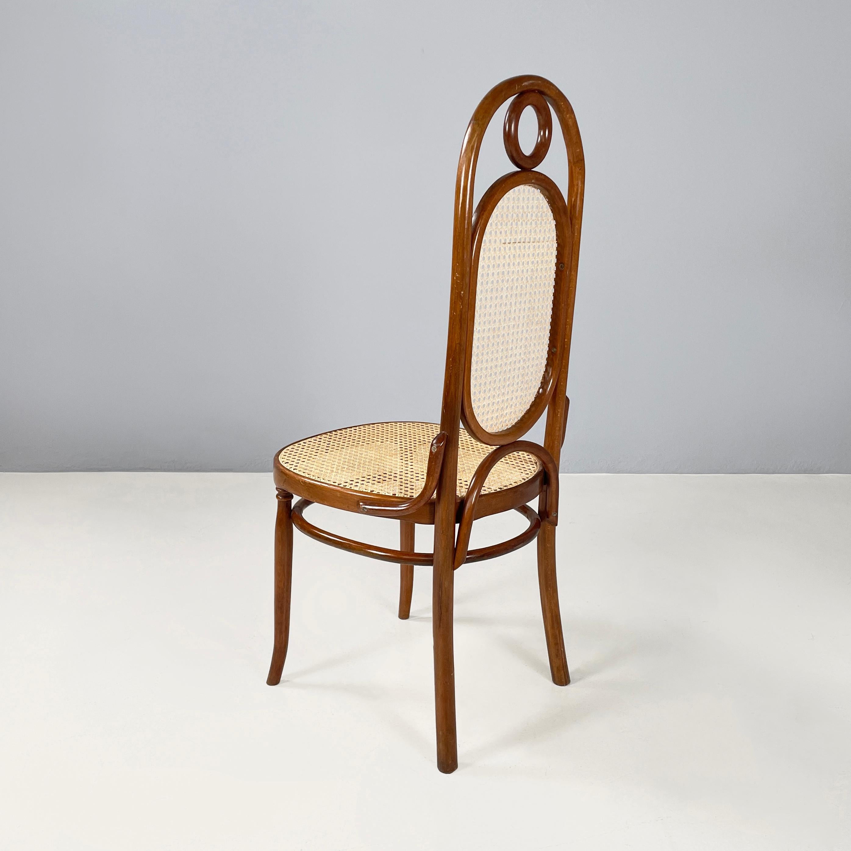 Chaise italienne en paille et Wood Wood, 1900-1950s Bon état - En vente à MIlano, IT