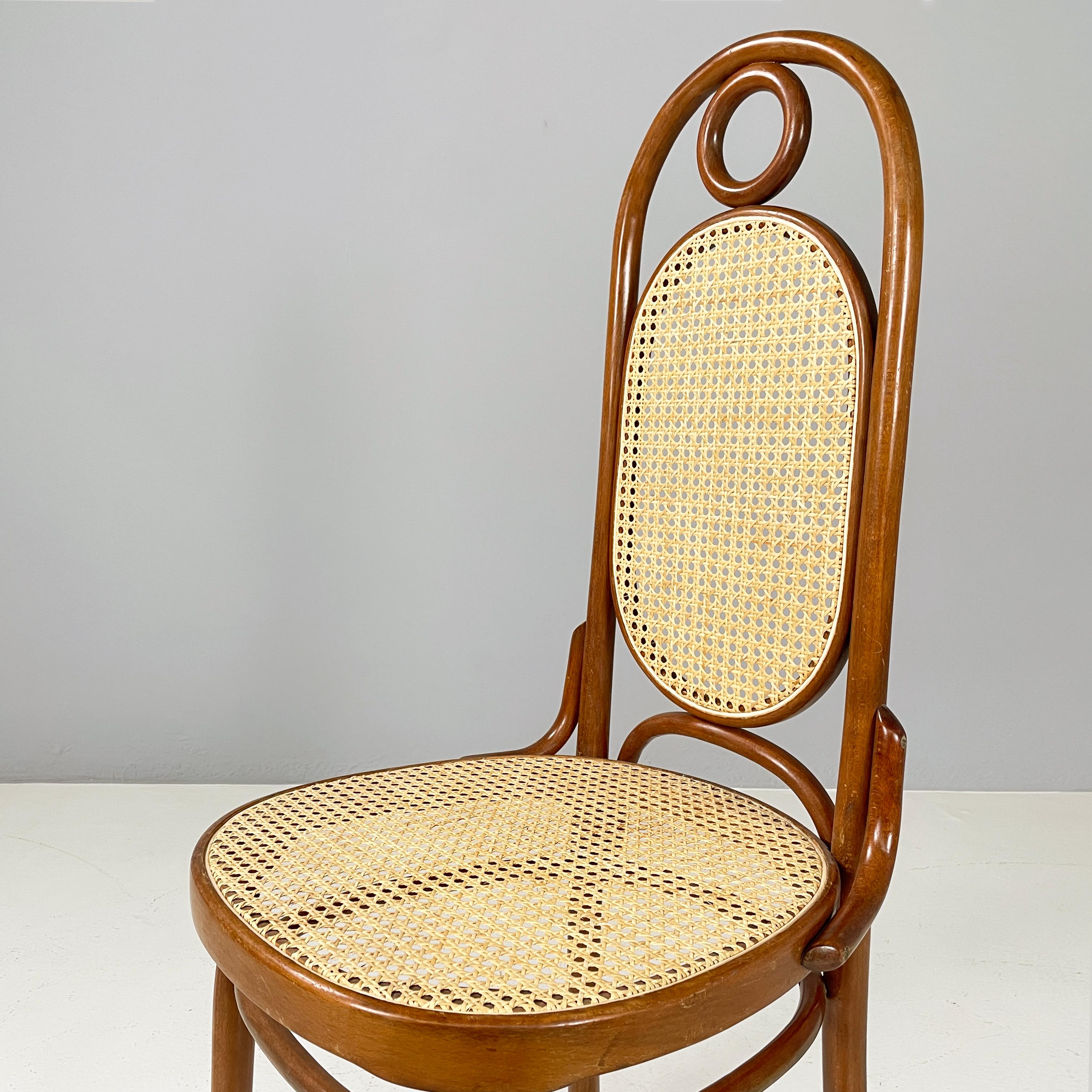 Paille Chaise italienne en paille et Wood Wood, 1900-1950s en vente