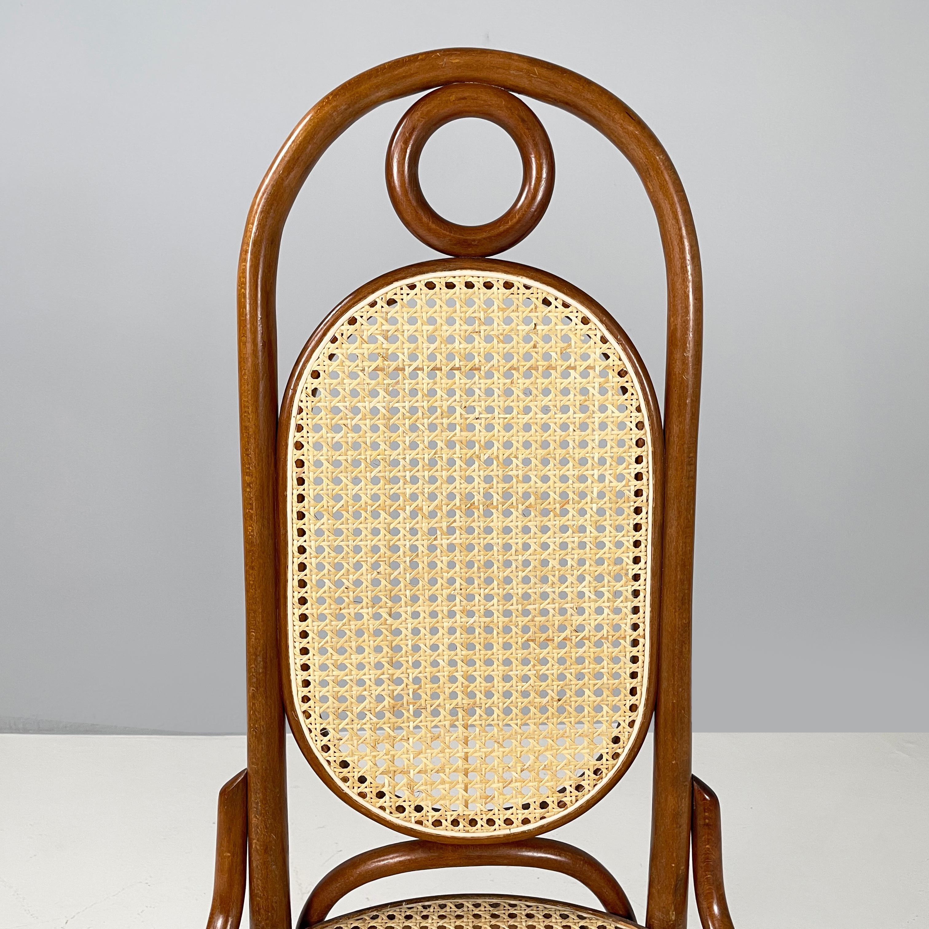 Chaise italienne en paille et Wood Wood, 1900-1950s en vente 1