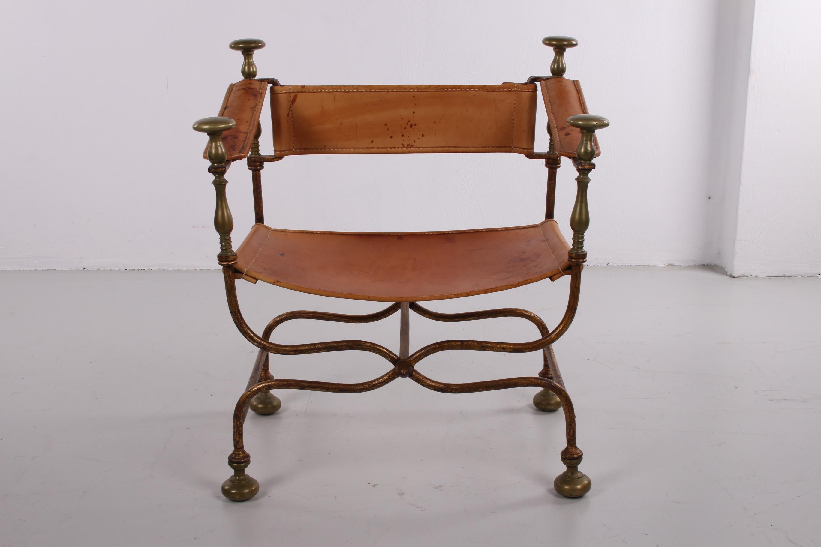 Brass Italian Chair Made in 1940 by Iron Savonarola Dante