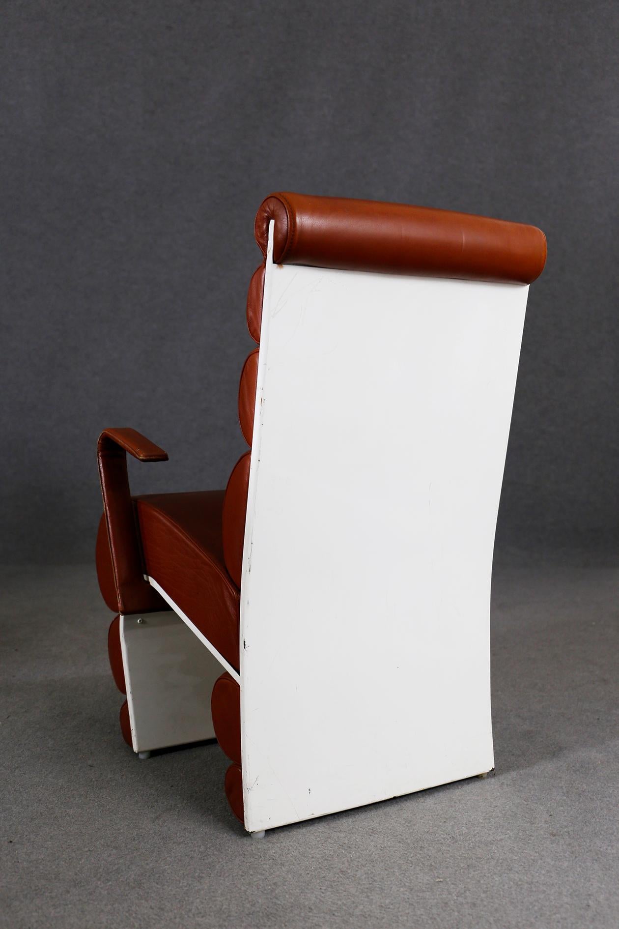 Italian Chair Midcentury Attributed to Fabio Lenci in Leather, 1970s 3