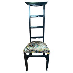 Silla Italiana de Diseño Muy Original con Asiento en Tela de Color Madera Negra