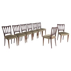 Italian Chairs Attributed to Paolo Buffa in Green Velvet and Wood