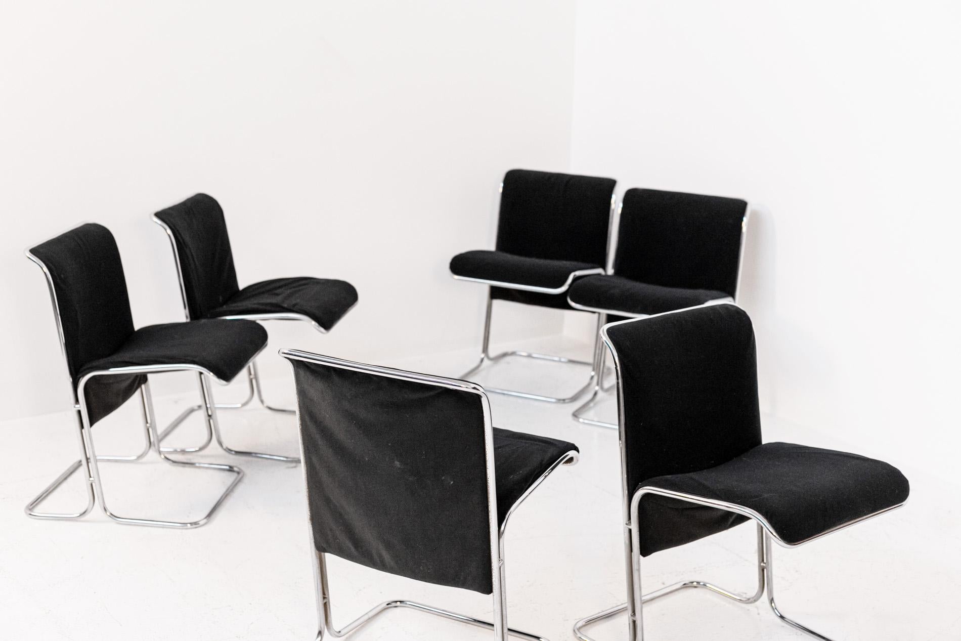 Italian Chairs by Antonio Ari Colombo for Arflex Mod. Calla in Black Velvet 7