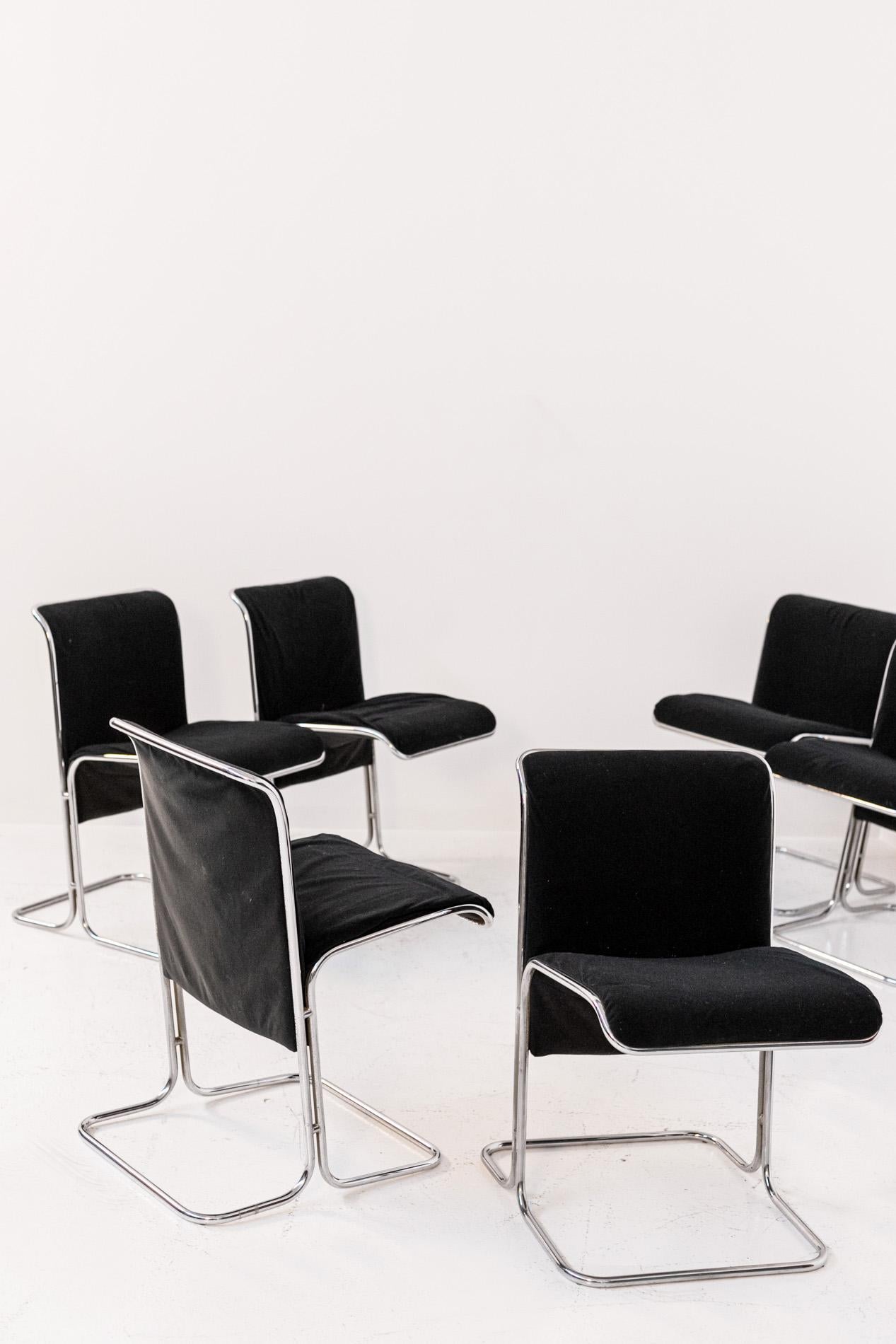 Italian Chairs by Antonio Ari Colombo for Arflex Mod. Calla in Black Velvet 8