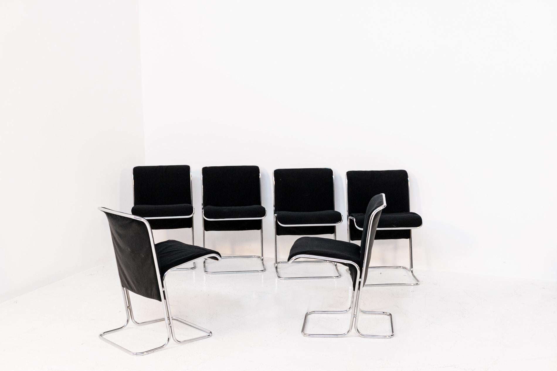Italian Chairs by Antonio Ari Colombo for Arflex Mod. Calla in Black Velvet 10