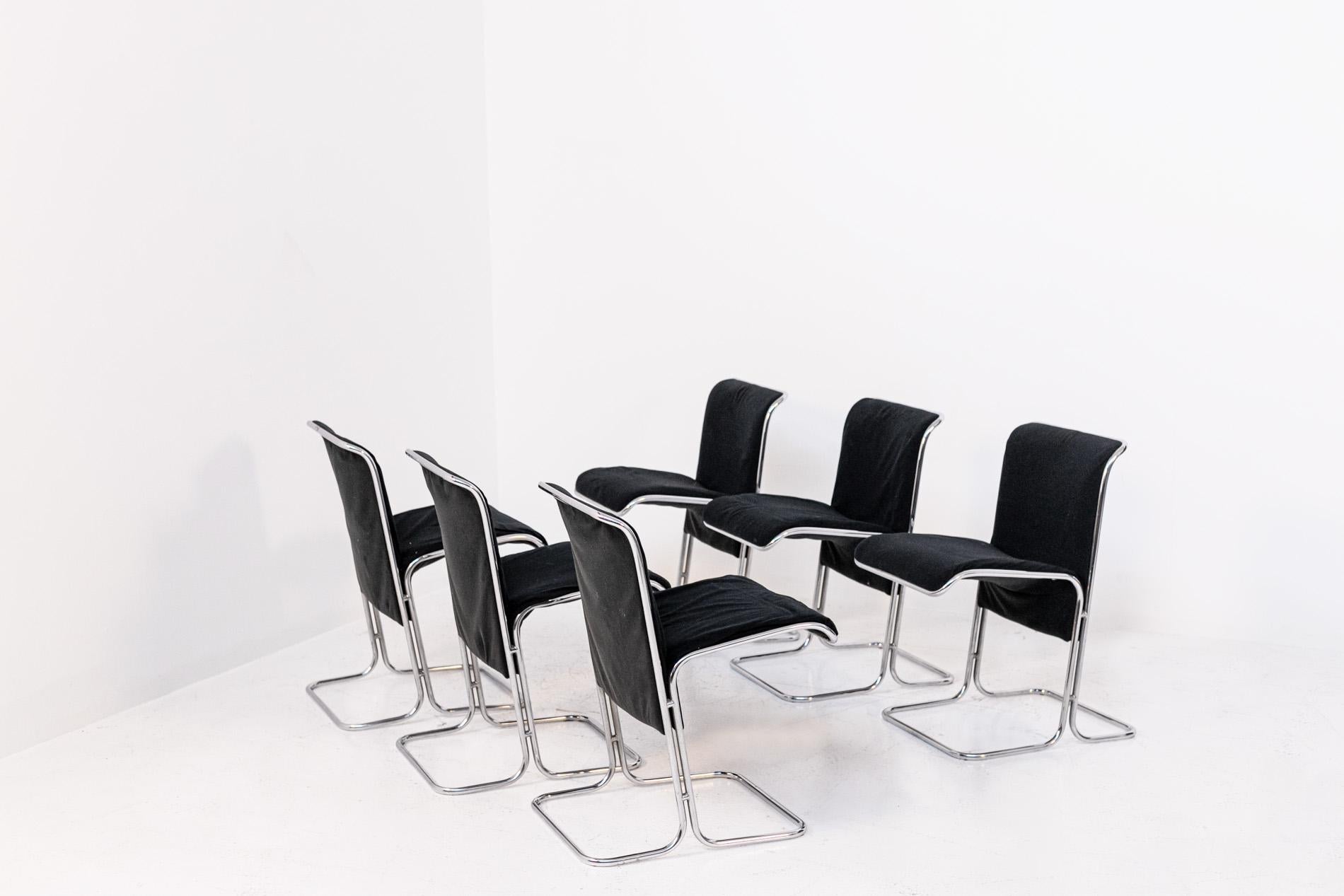 Italian Chairs by Antonio Ari Colombo for Arflex Mod. Calla in Black Velvet 1