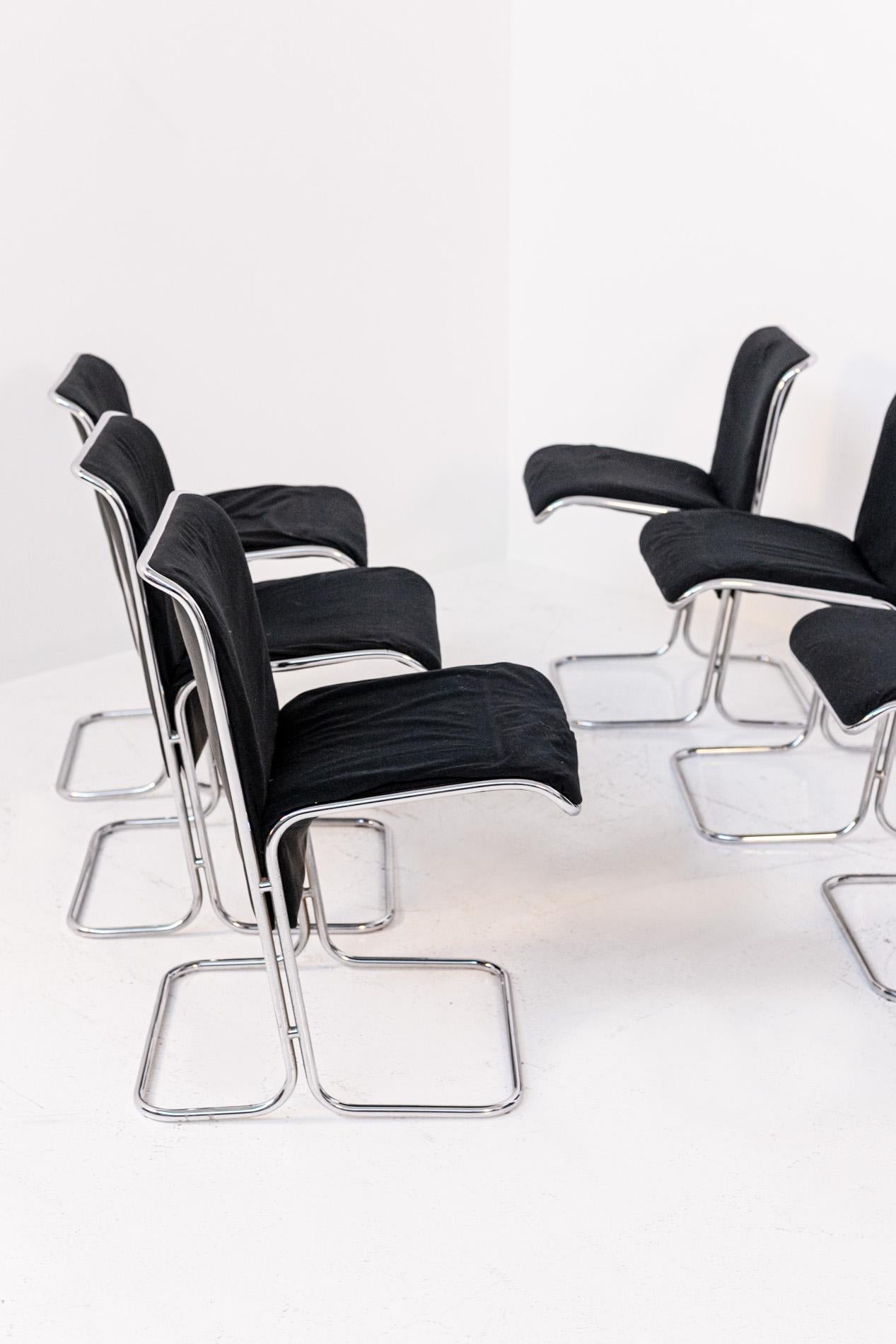 Italian Chairs by Antonio Ari Colombo for Arflex Mod. Calla in Black Velvet 3
