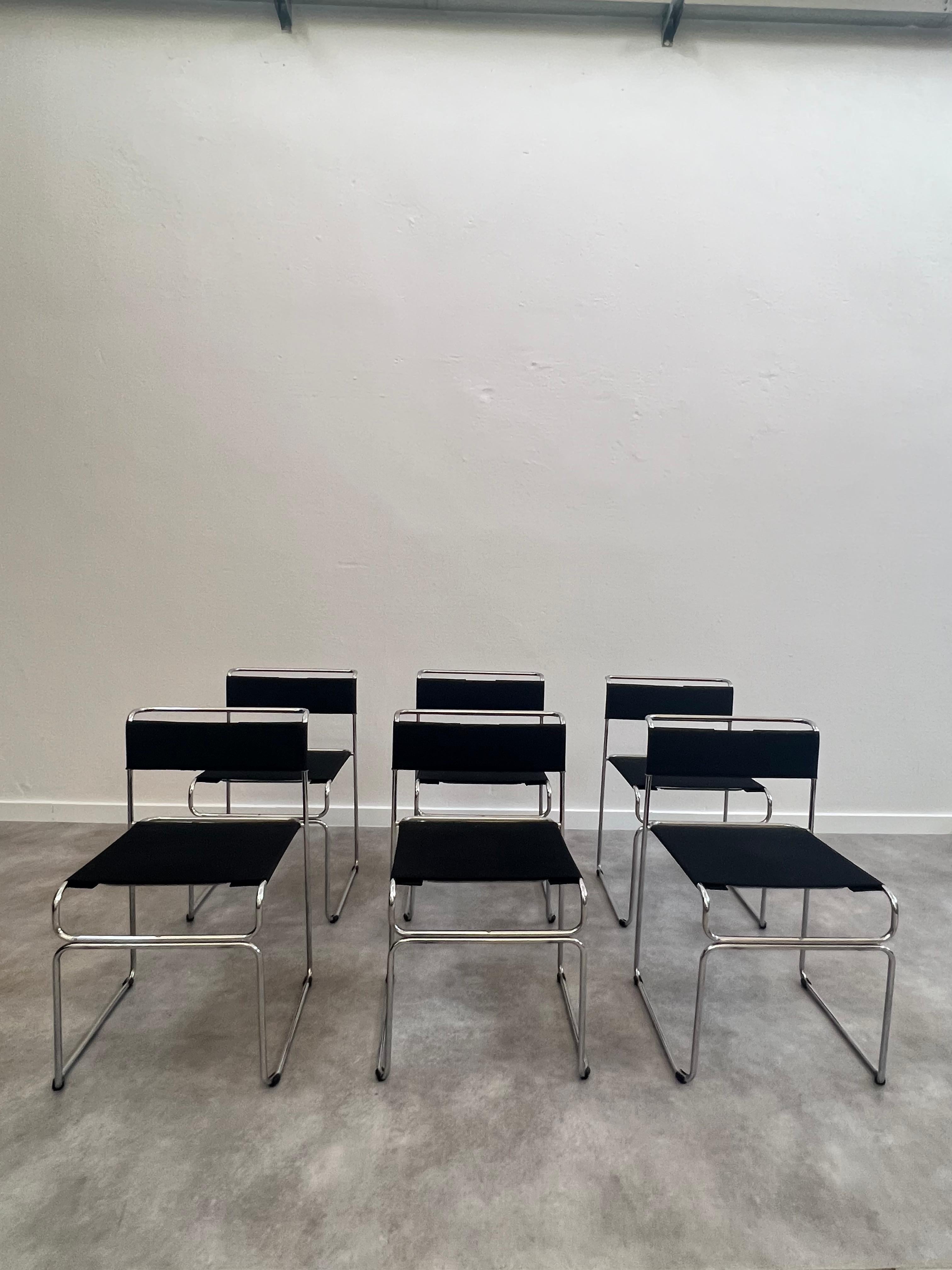 Italian Chairs in Fabric and Chrome by Giovanni Carini for Planula 5