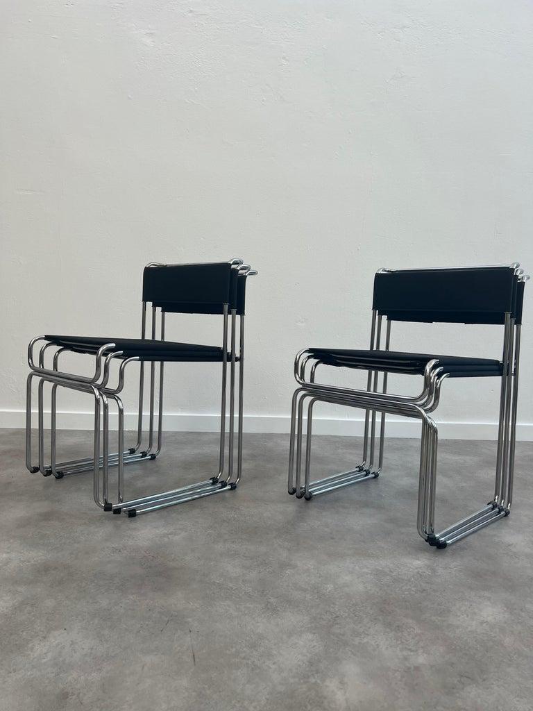 Italian Chairs in Fabric and Chrome by Giovanni Carini for Planula For Sale 5