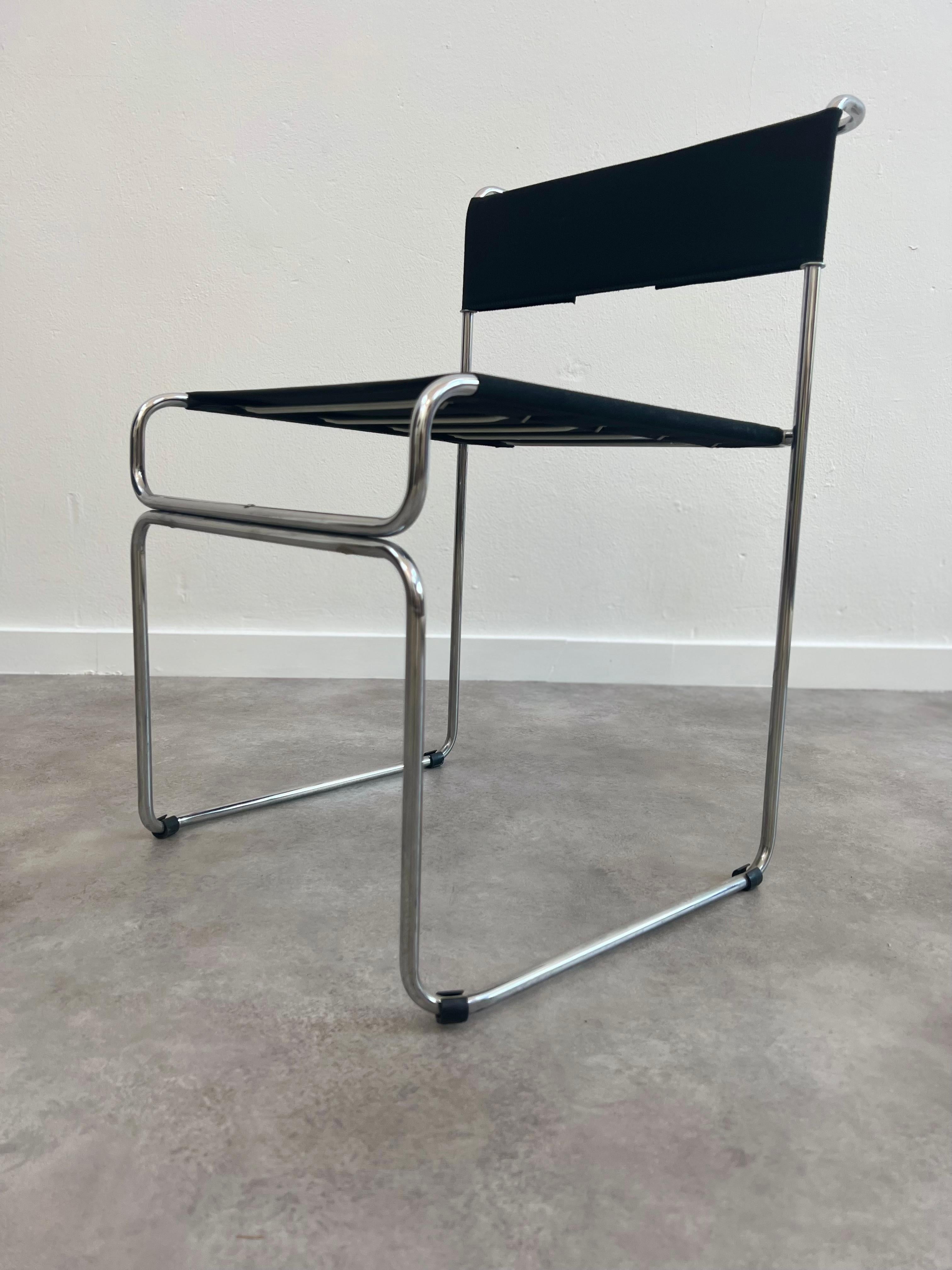 Mid-Century Modern Italian Chairs in Fabric and Chrome by Giovanni Carini for Planula