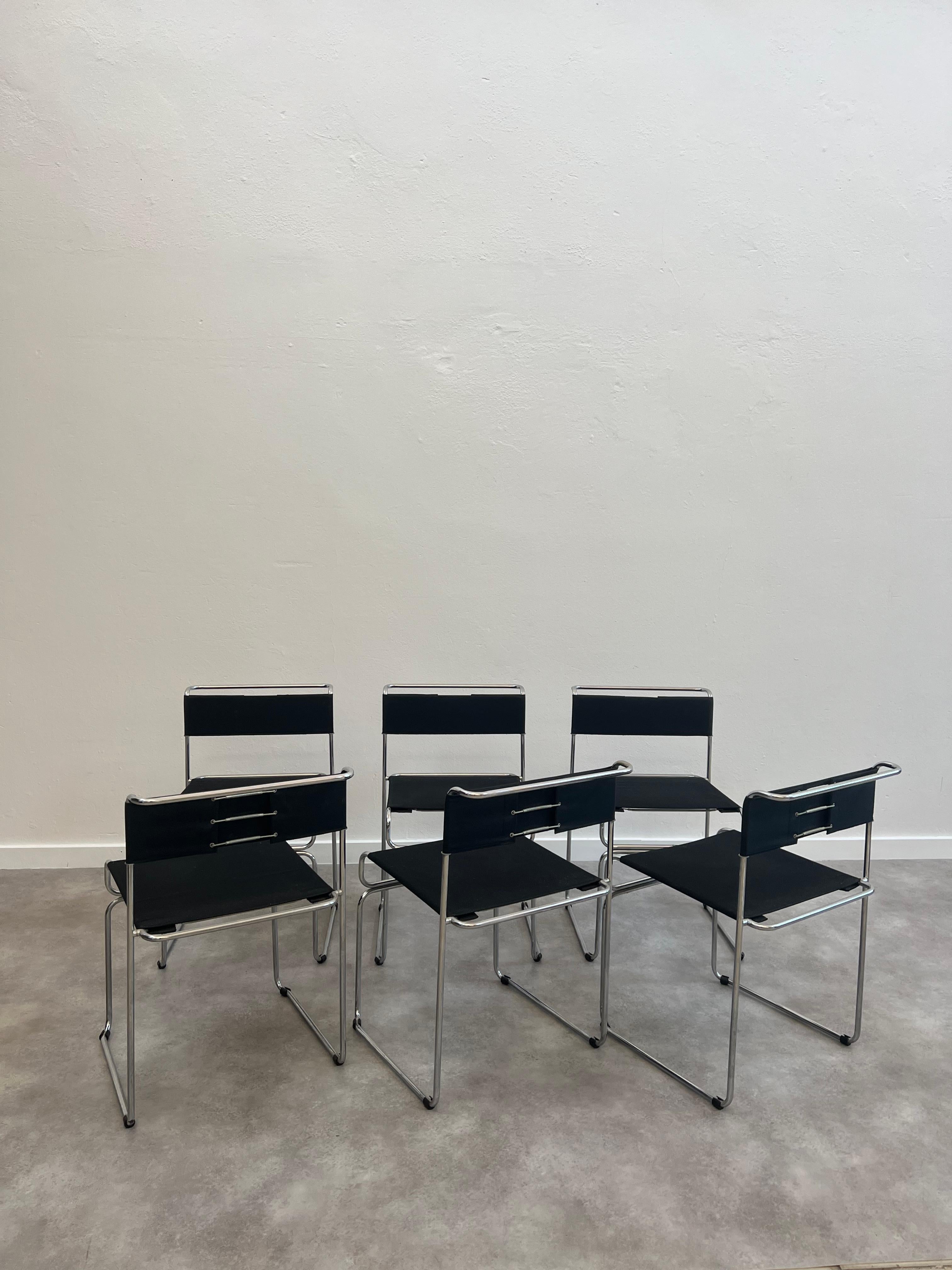 Late 20th Century Italian Chairs in Fabric and Chrome by Giovanni Carini for Planula