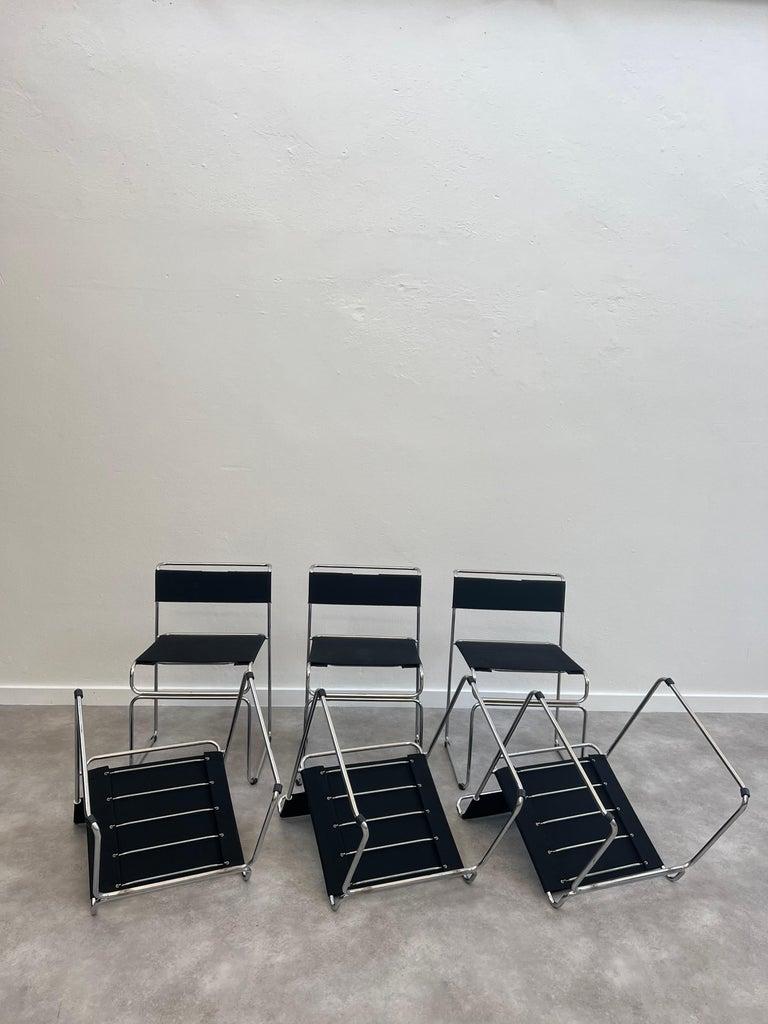 Italienische Stühle aus Stoff und Chrom von Giovanni Carini für Planula im Angebot 1