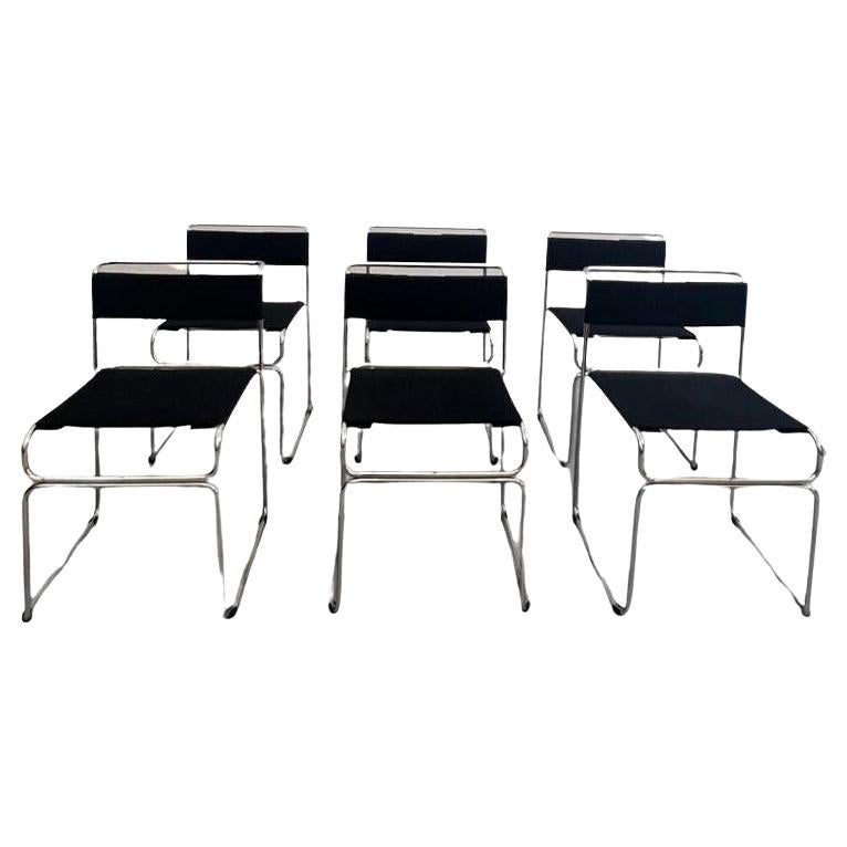 Italian Chairs in Fabric and Chrome by Giovanni Carini for Planula