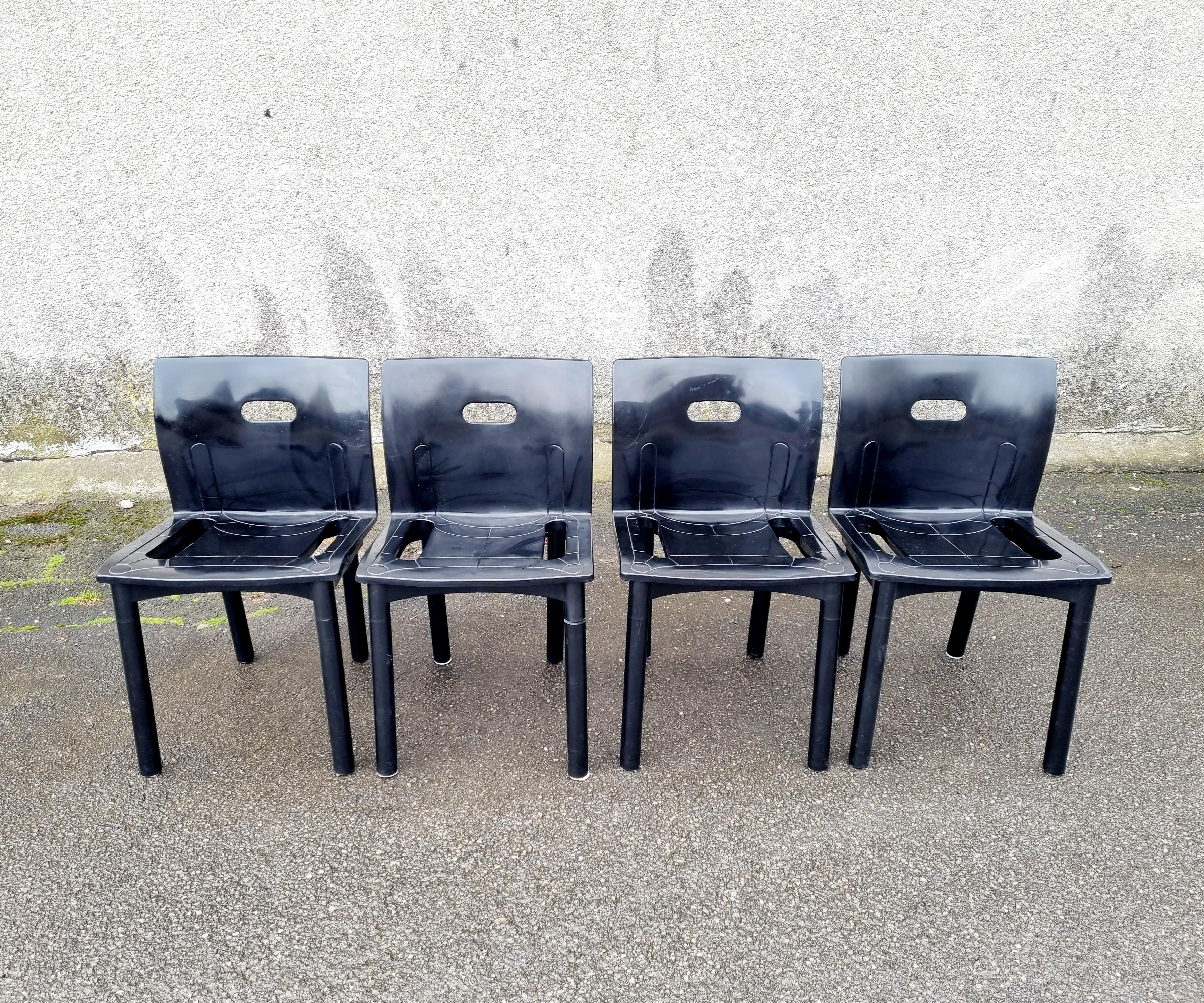 Late 20th Century Italian Chairs Model 4870 by Anna Castelli Ferrieri for Kartell, Italy 80s For Sale