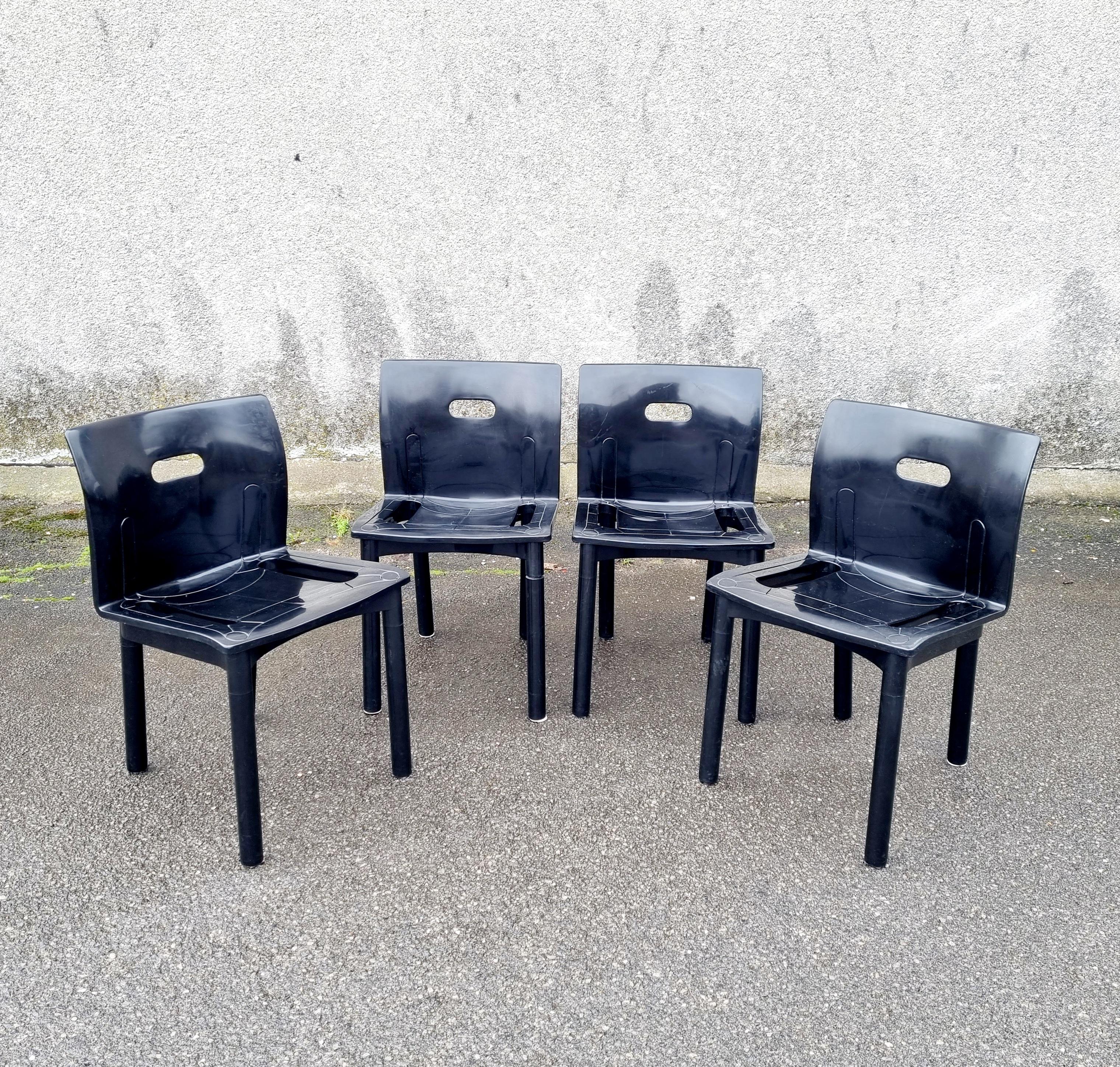 Plastic Italian Chairs Model 4870 by Anna Castelli Ferrieri for Kartell, Italy 80s For Sale