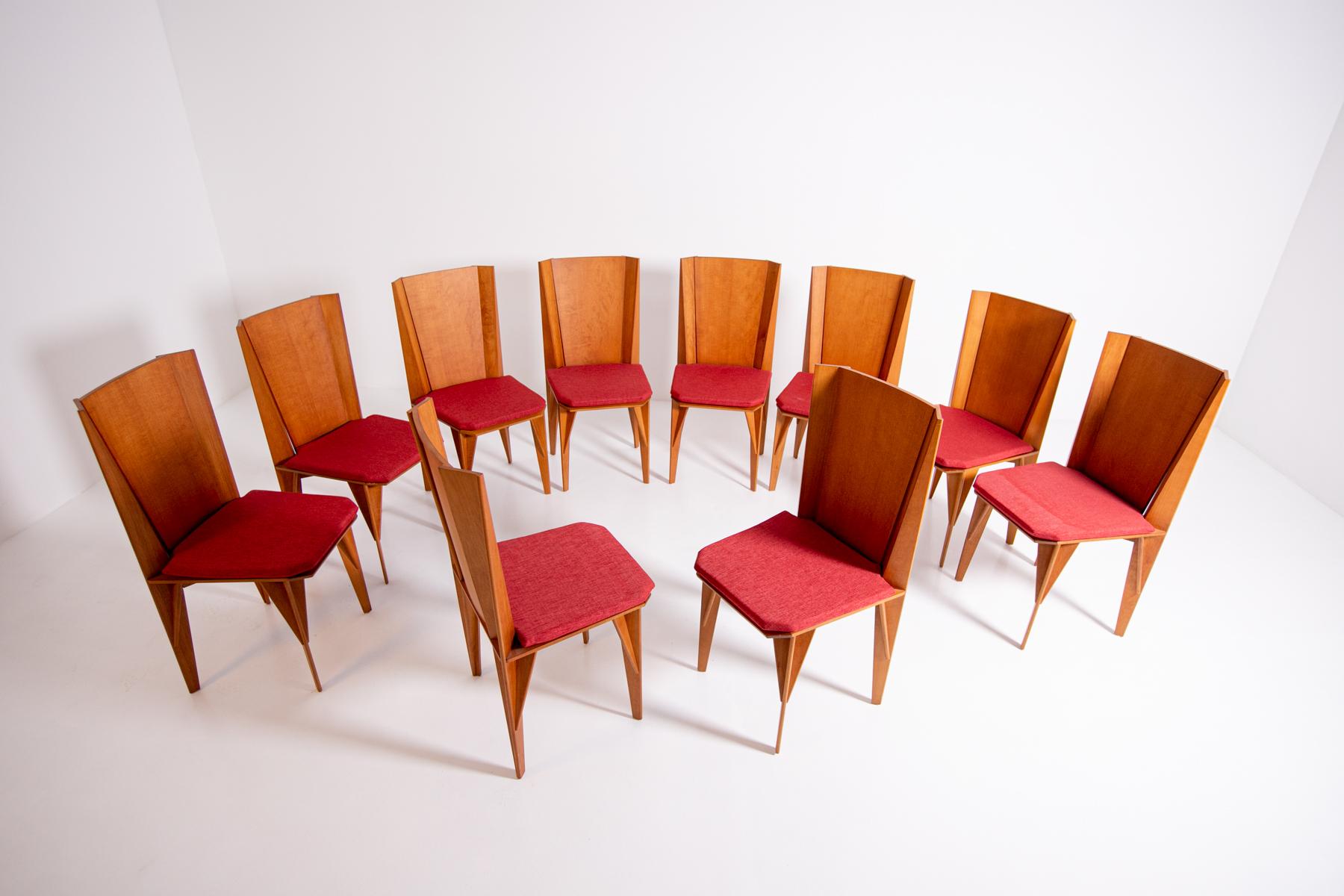 Italian Chairs Set of Ten by Adriano & Paolo Suman Per Giorgetti, 1984 In Good Condition In Milano, IT